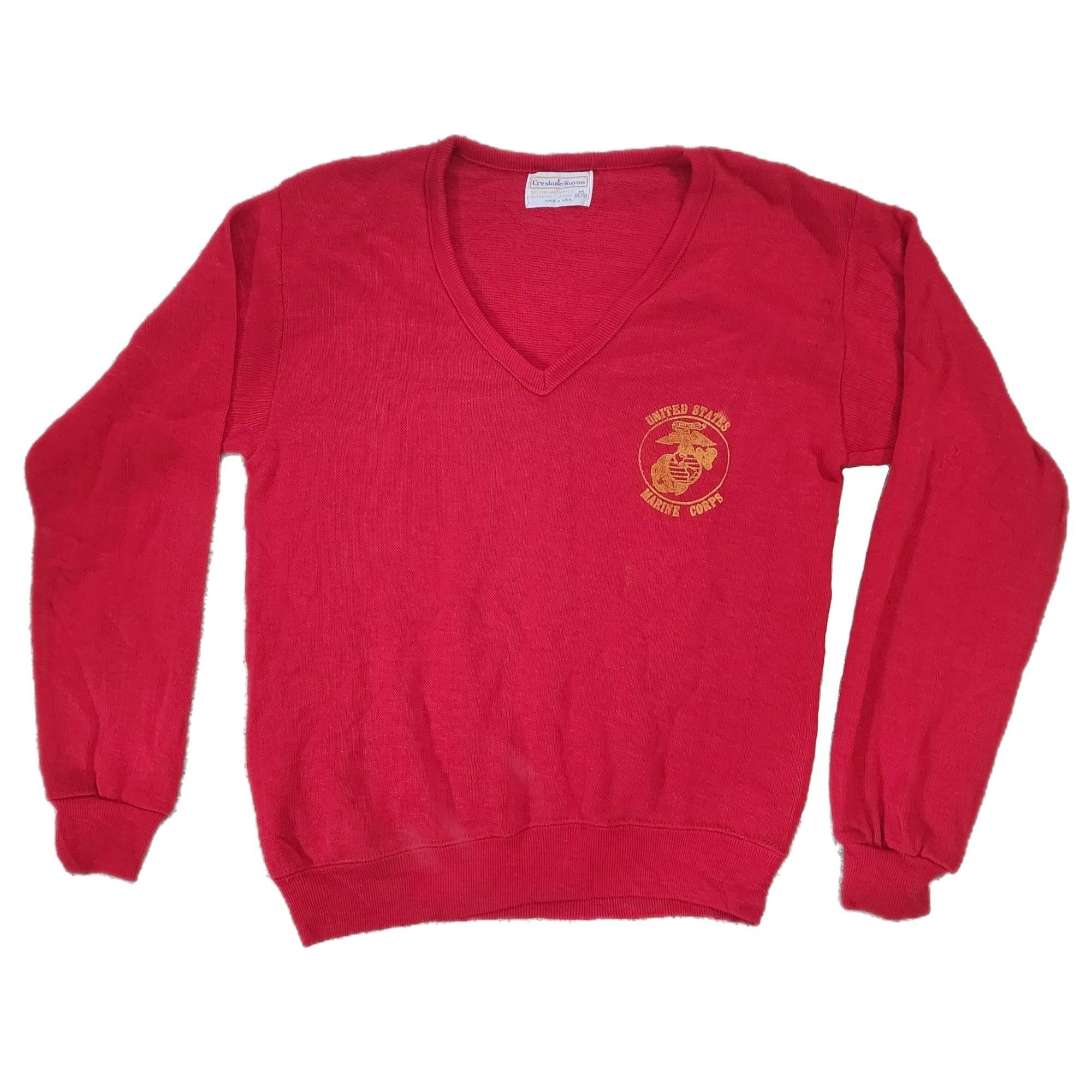 Vintage Vintage 70s Cresland and Rayon Vneck Sweater Marine Corps US Size US M / EU 48-50 / 2 - 1 Thumbnail