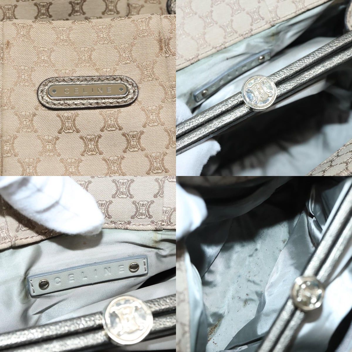 Celine CELINE Macadam Canvas Shoulder Bag Beige Gold Size ONE SIZE - 11 Thumbnail