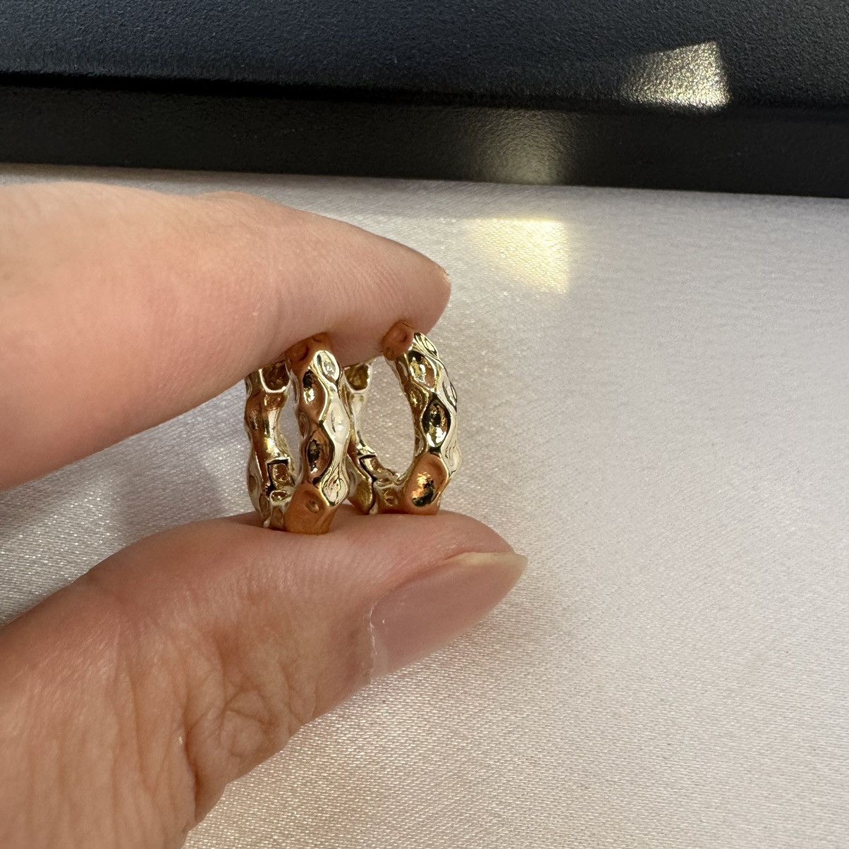 Designer Irregular Small Gold Hoop Earrings for Women Size ONE SIZE - 4 Thumbnail