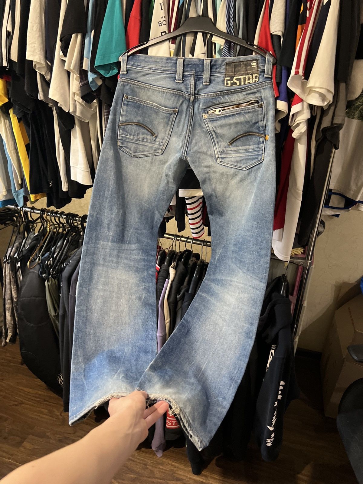 G-Star VINTAGE G-STAR RAW ATTAC BLUE ZIP 96 LOGO STRAIGHT FIT JEANS Size US 32 / EU 48 - 3 Thumbnail