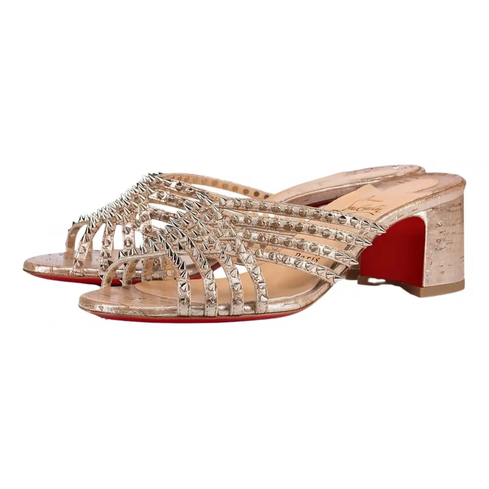 Christian Louboutin Christian Louboutin Marthaspike 55 Silver Open Sandal Mule Size US 6.5 / IT 36.5 - 1 Thumbnail