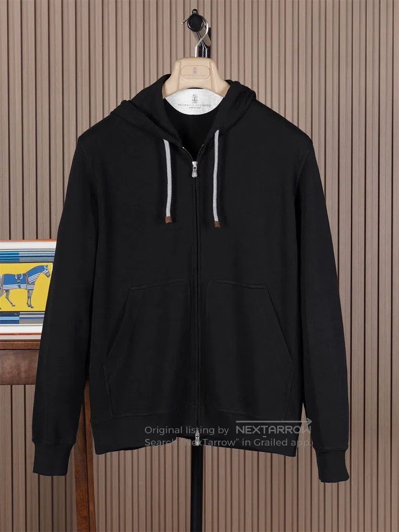 Brunello Cucinelli Brunello Cucinelli Men's Sea Island Cotton Hooded Sport Ja Size US M / EU 48-50 / 2 - 1 Thumbnail