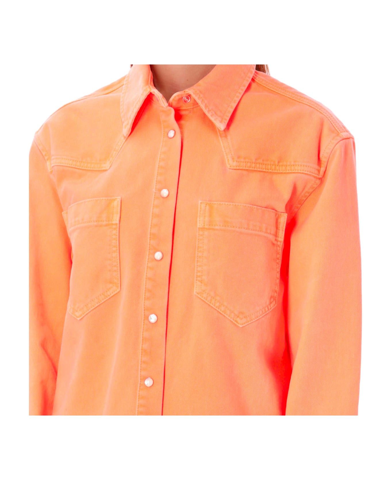 Palm Angels o1y1125 Denim Shirt in Orange Size M / US 6-8 / IT 42-44 - 4 Thumbnail