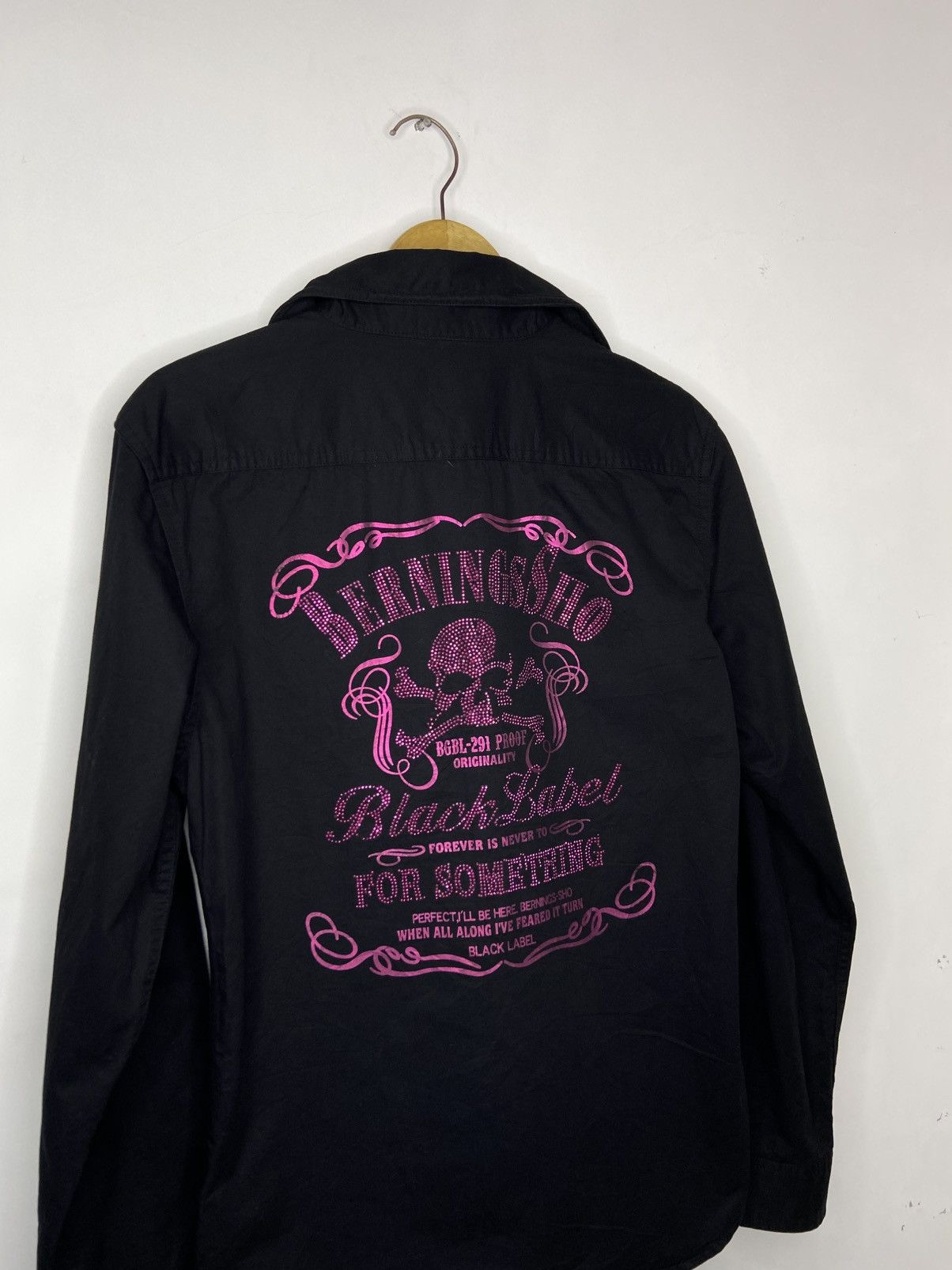 BERNINGS SHO Bernings Sho Rhinestone Skull Shirt Wired Collar Japan Rock Size L / US 10 / IT 46 - 3 Thumbnail