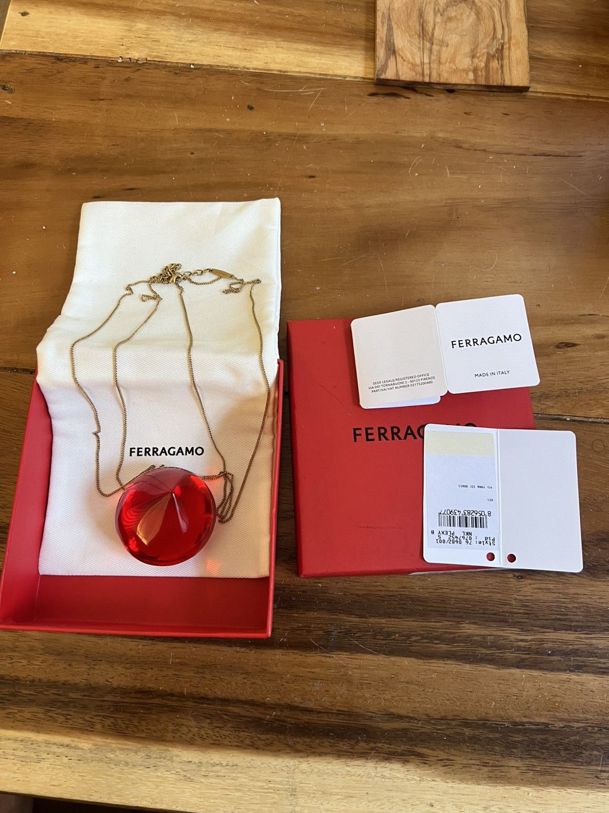 Salvatore Ferragamo Ferragamo Sculptural Pendant Necklace Red Gold Plated Chain Size ONE SIZE - 5 Thumbnail