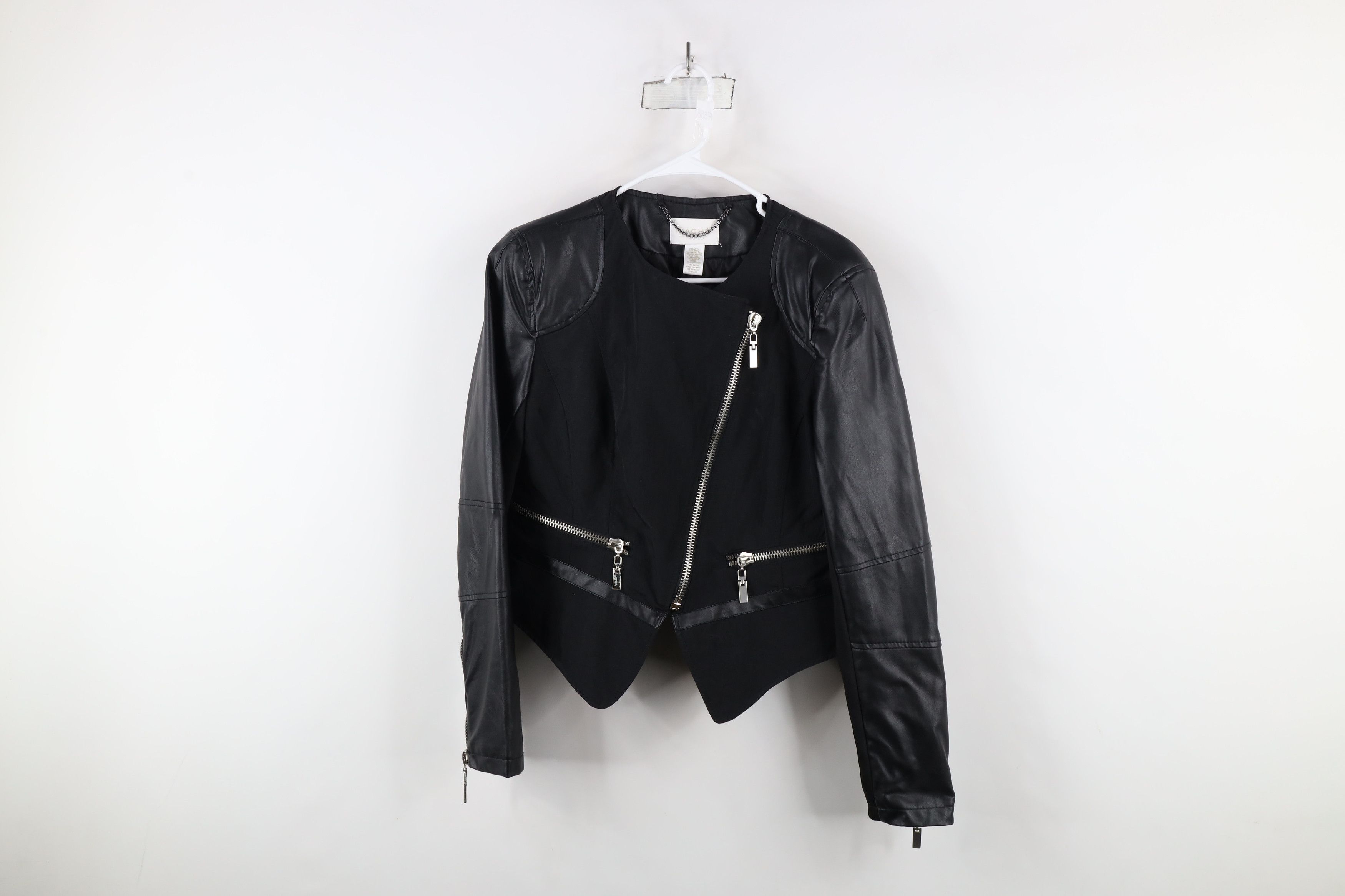 Vintage Vintage Cache Asymmetrical Zip Cropped Motorcycle Jacket Size L / US 10 / IT 46 - 1 Thumbnail
