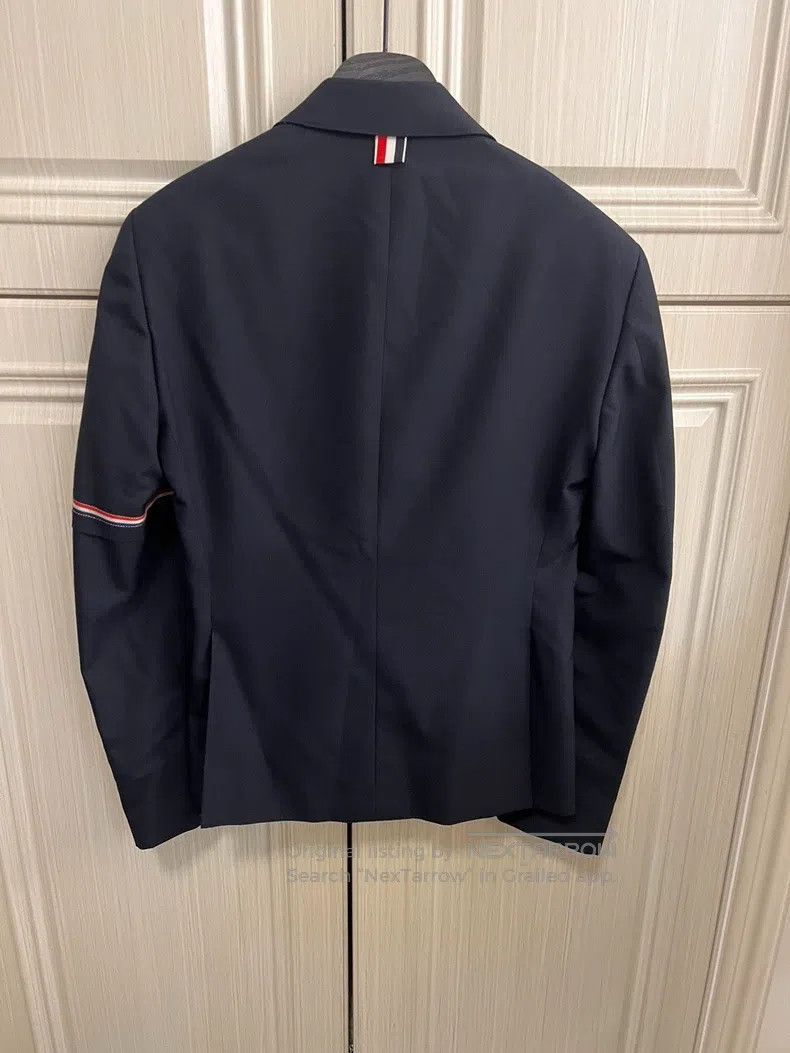 Thom Browne Thom Browne size 0 Dark blue gold brocade coat Size 38S - 2 Thumbnail
