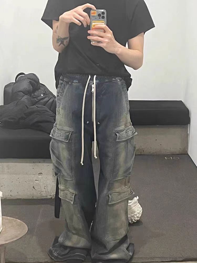Japanese Brand × Jean Vintage street hip-hop washed multi-pocket work jeans Size US 34 / EU 50 - 3 Thumbnail