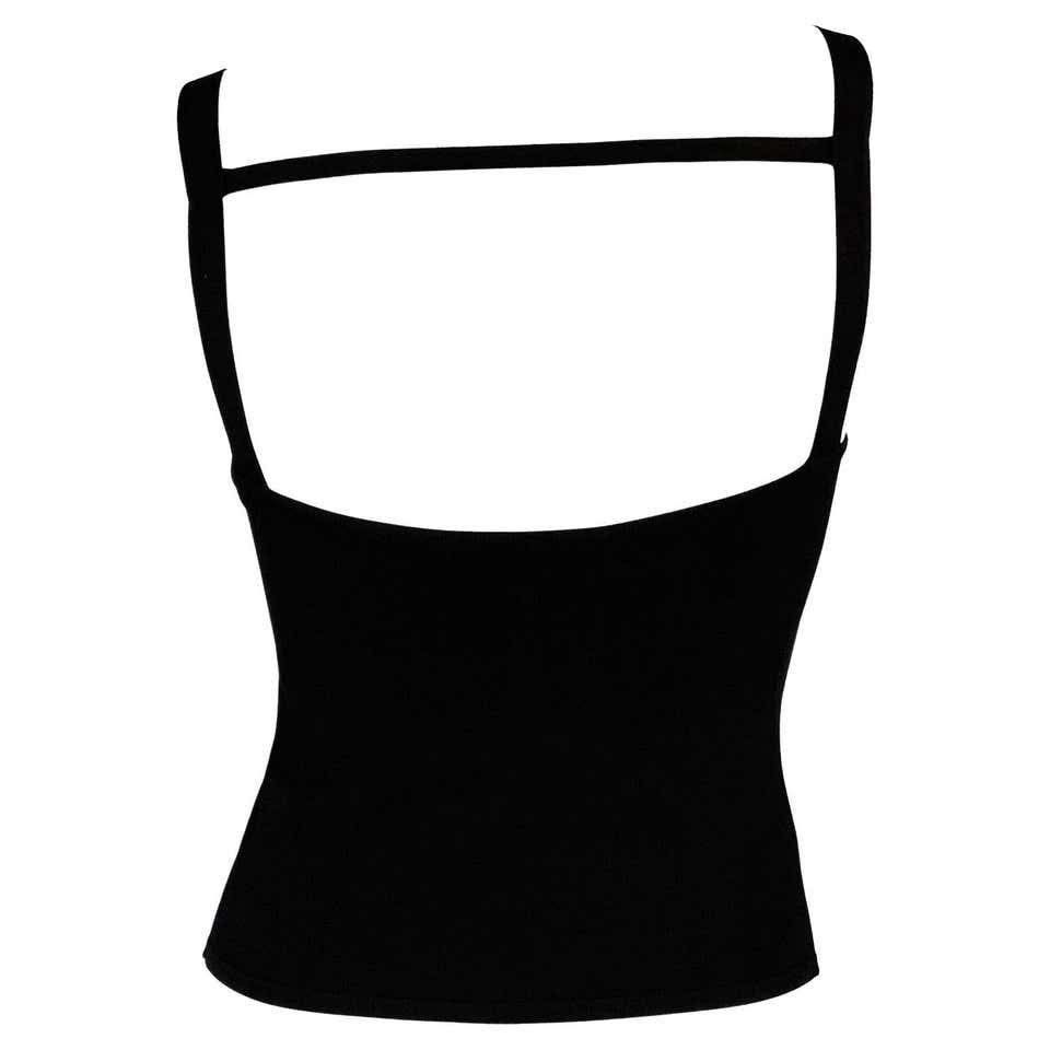 Gucci S/S 1998 Gucci by Tom Ford Black Bodycon Stretch Strap Top Size S / US 4 / IT 40 - 1 Thumbnail