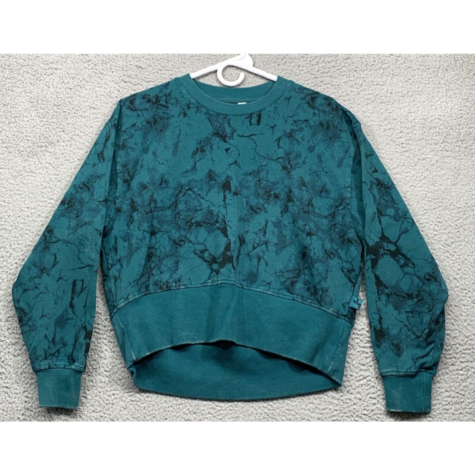 Vintage Joy Lab Sweatshirt Women's XS Green Marble Cropped Relaxed Fit NEW NWT Size XS / US 0-2 / IT 36-38 - 2 Thumbnail