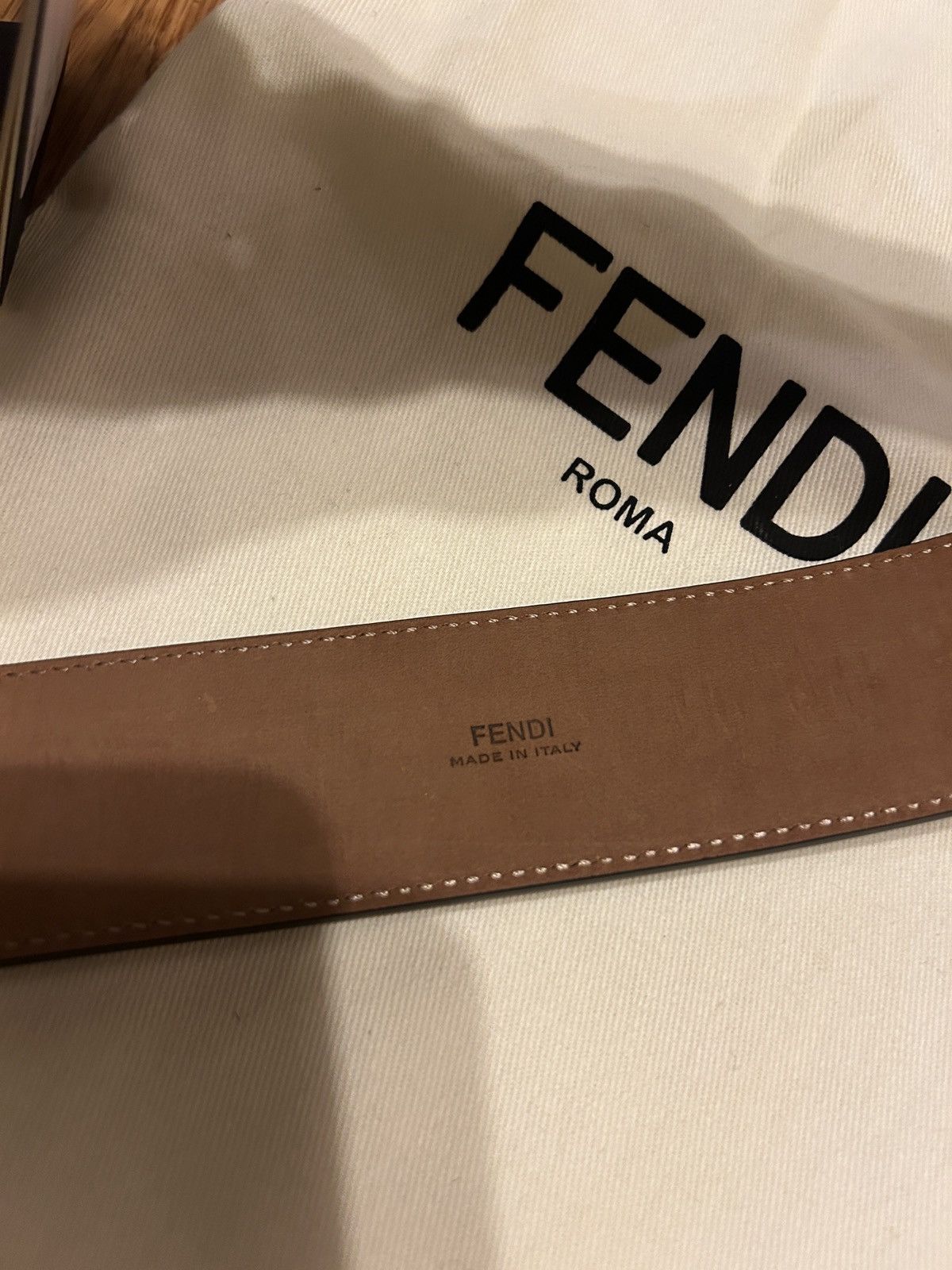 Fendi Fendi Brown Zucca Embossed Leather F Logo Round Buckle Belt Size ONE SIZE - 4 Thumbnail