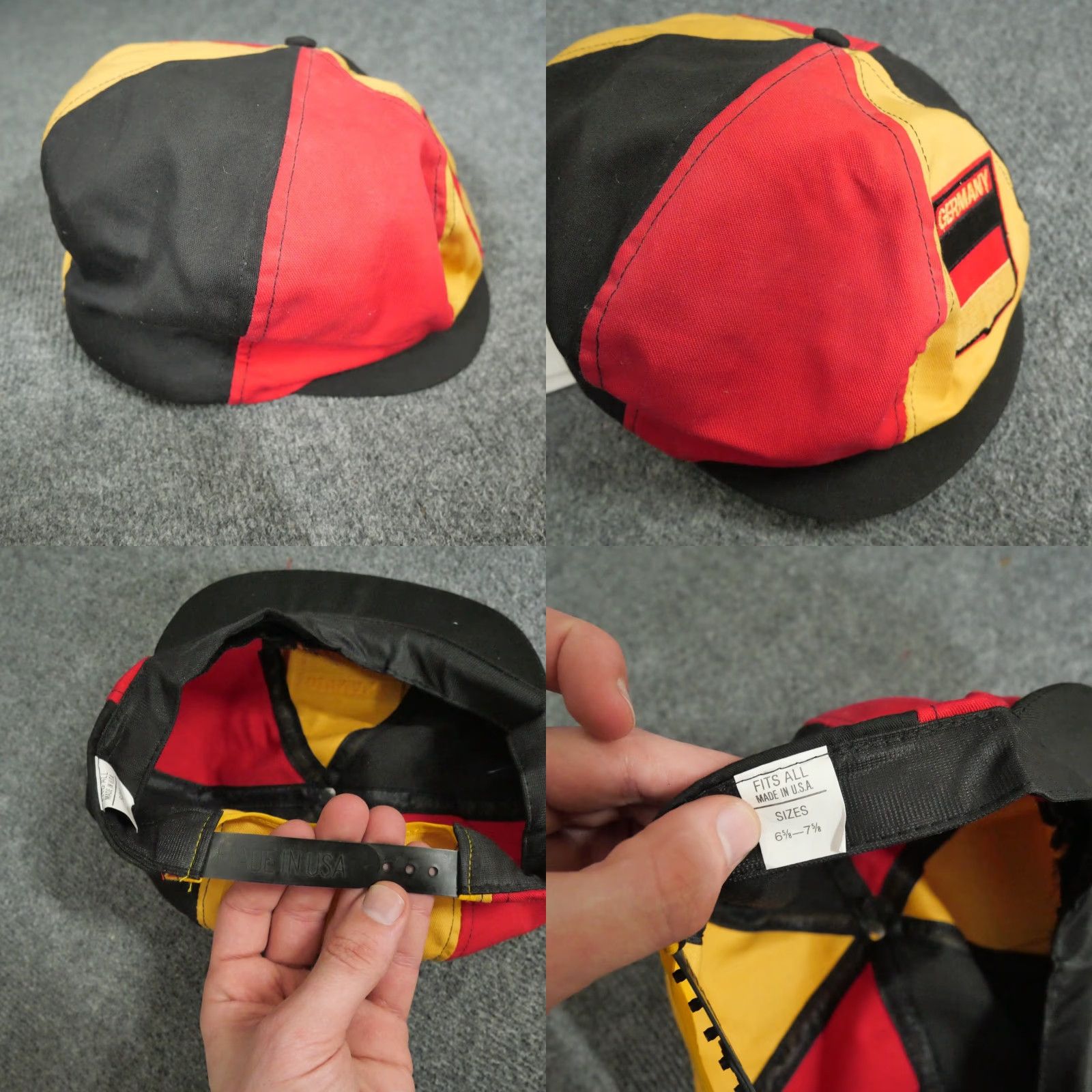 Vintage VINTAGE Germany Hat Cap Adult Red Yellow Black Newsboy Snap Back Newsboy Cap 90s Mens Corduroy Adjustable Red Germany Hat Cap Size ONE SIZE - 8 Thumbnail
