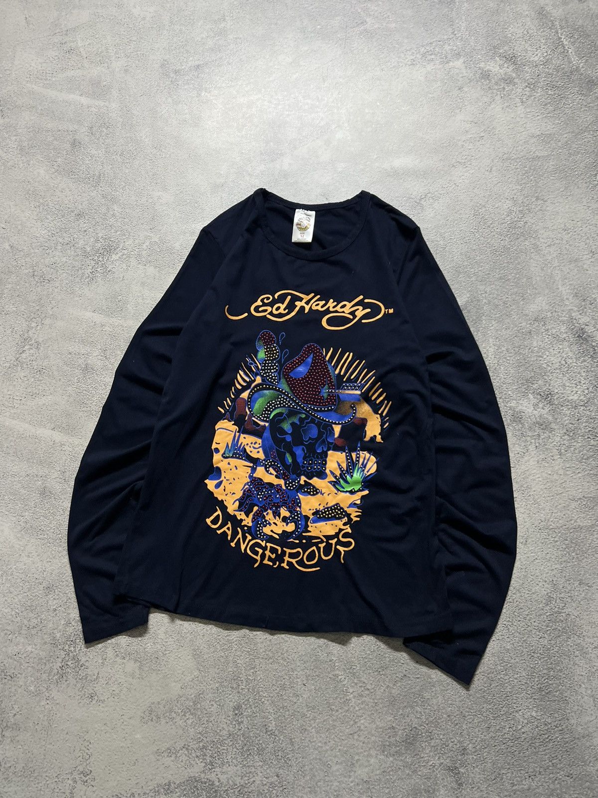 Ed Hardy Vintage Y2k Ed Hardy Dangerous Skull ☠️ Long Sleeve 00’s Size M / US 6-8 / IT 42-44 - 4 Thumbnail