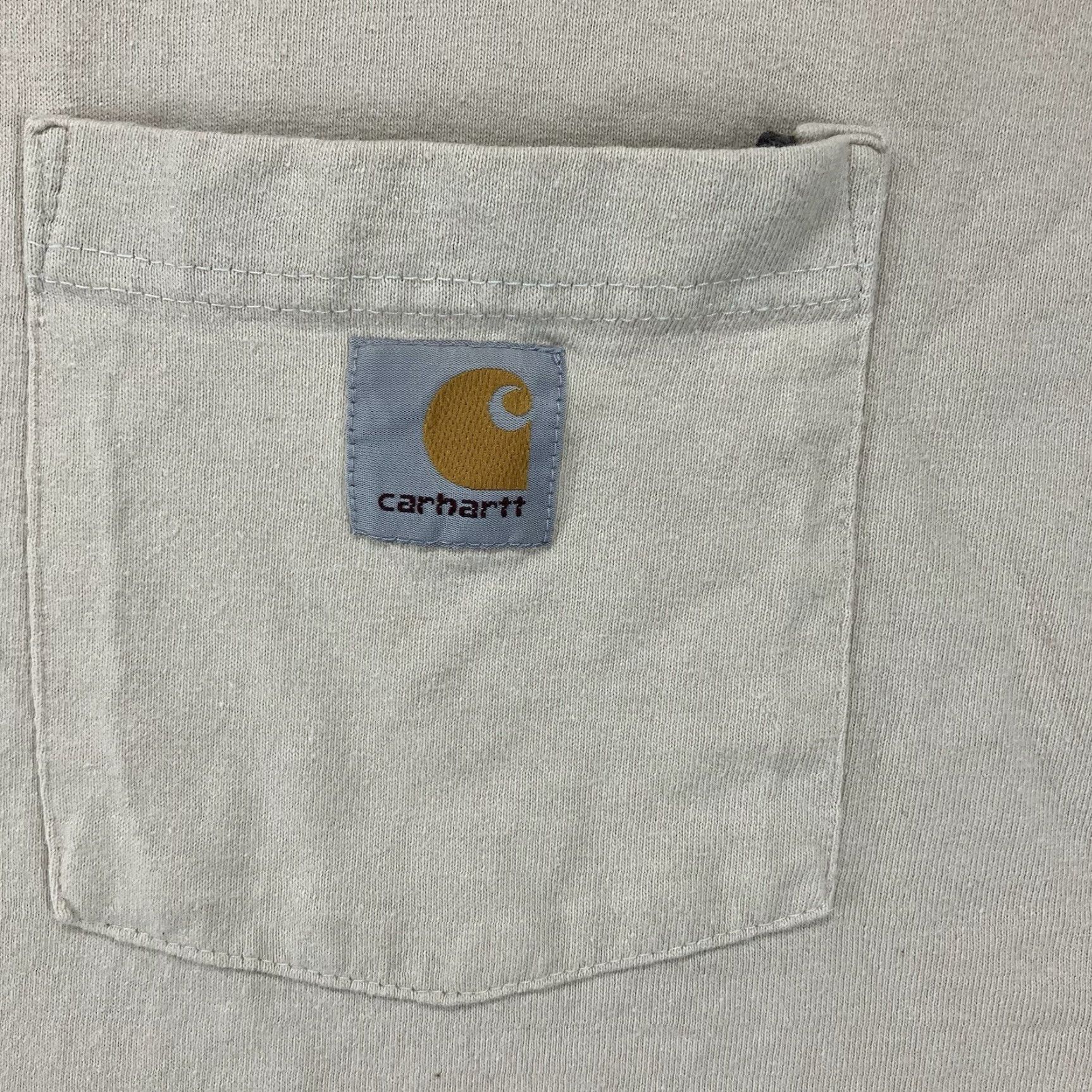 Carhartt Carhartt Mens T-Shirt Beige L Crew Neck Heavy Cotton Pockets Logo Embroidered Regular Fit Short Sleeve Solid 2010s Vintage: No Size US L / EU 52-54 / 3 - 4 Thumbnail