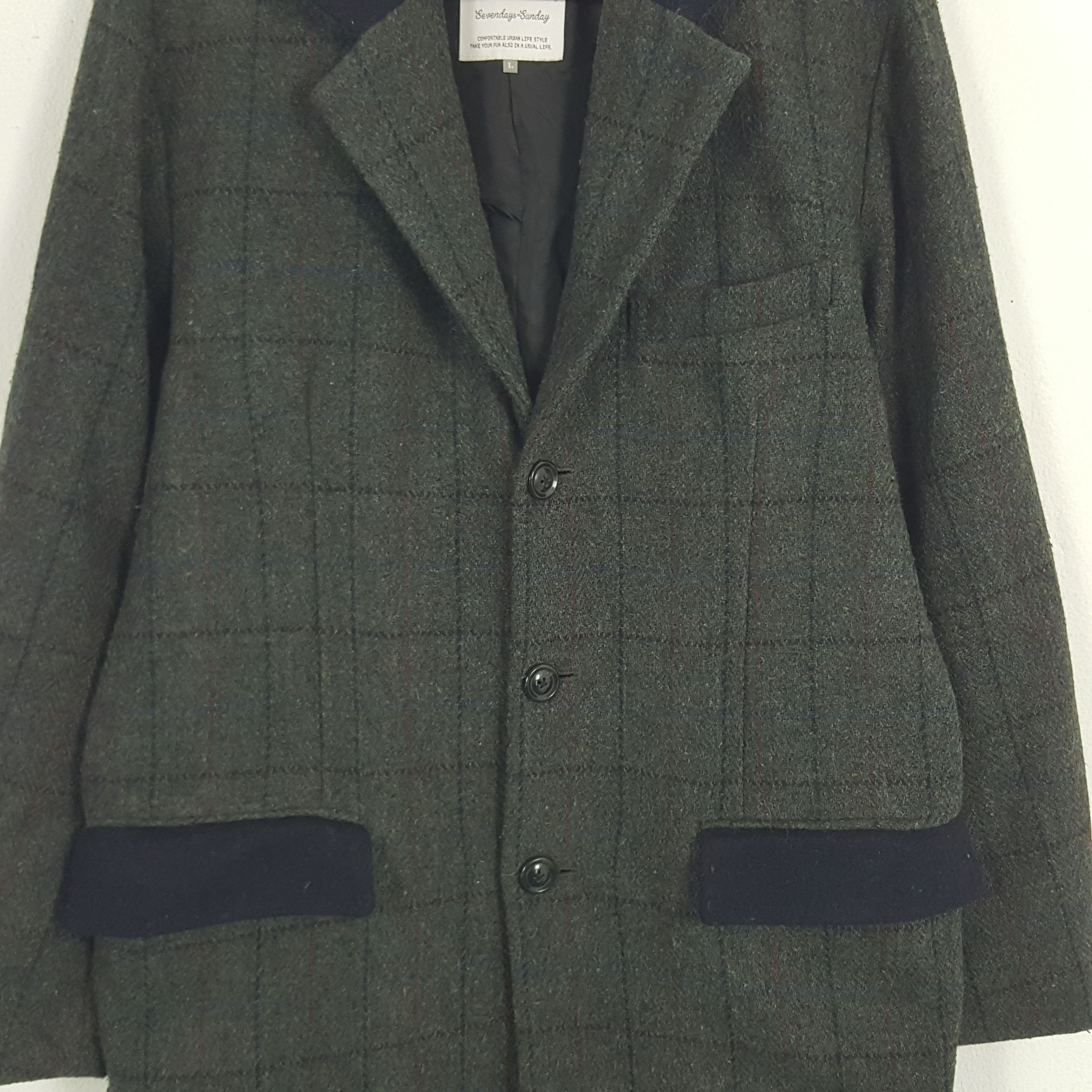 Harris Tweed × Vintage Vintage Sevendays=Sunday Harris Tweed Wool Coat Jacket Size US M / EU 48-50 / 2 - 2 Thumbnail