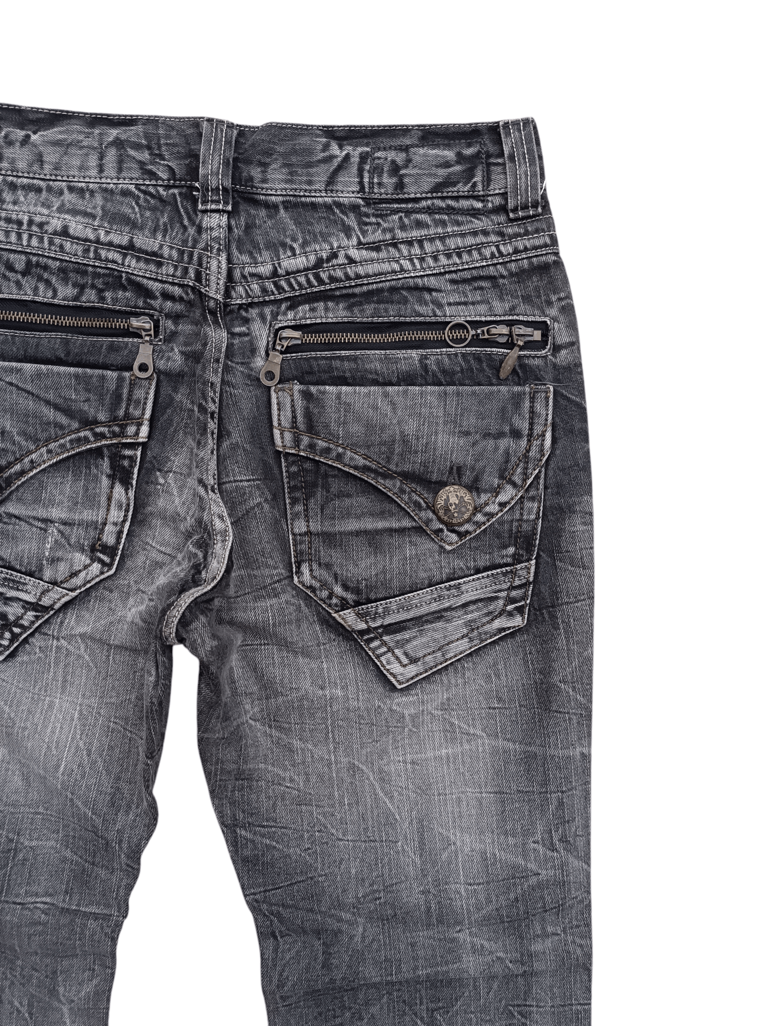 Japanese Brand FLARED 🔥 BLOW BY BLUE DISTRESSED WHISKERS FADED JEANS Size US 31 - 18 Thumbnail