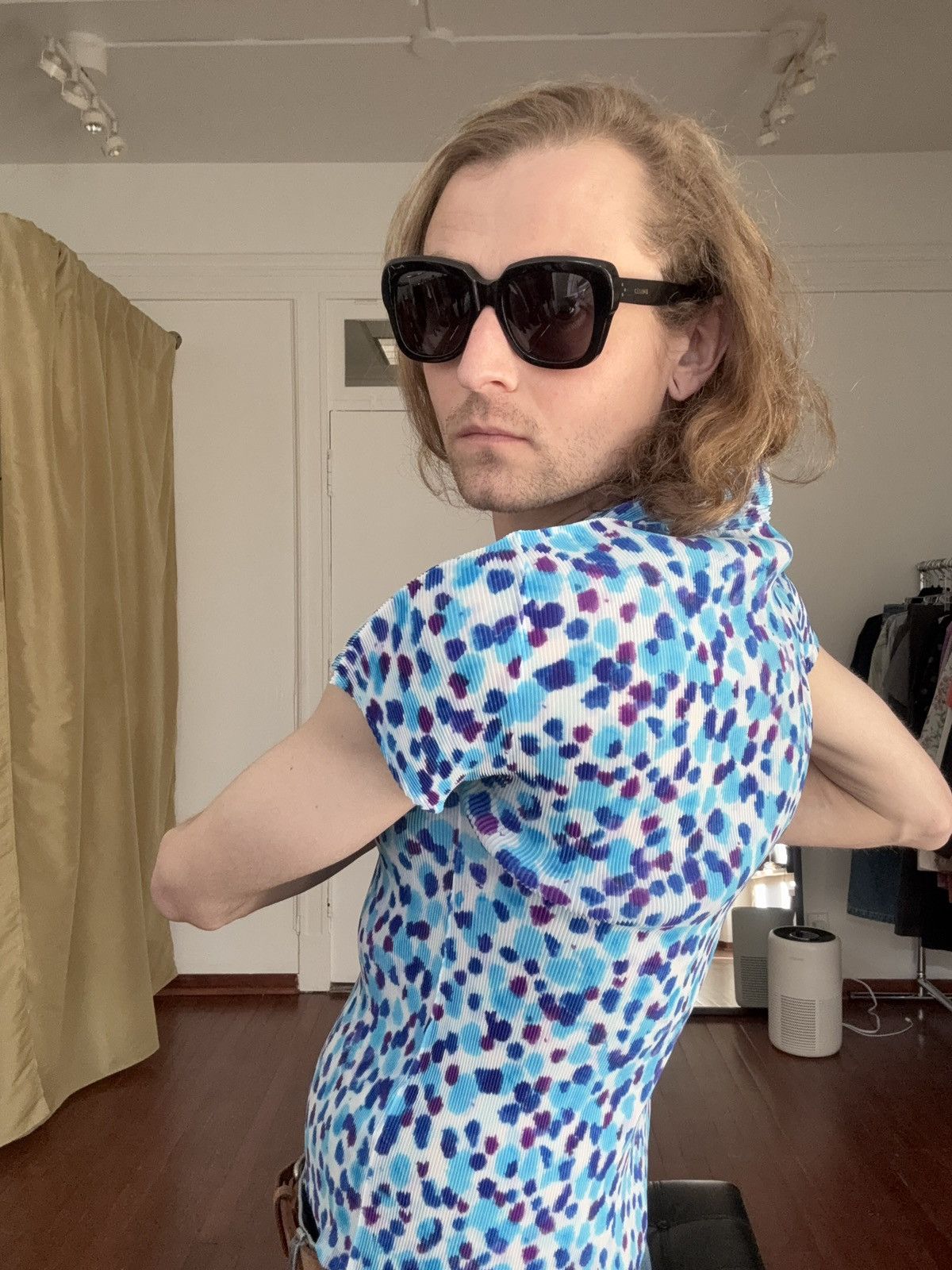 Pleats Please Issey Miyake PLEATS PLEASE Polka Dot Splatter Print Polo Size M / US 6-8 / IT 42-44 - 10 Thumbnail