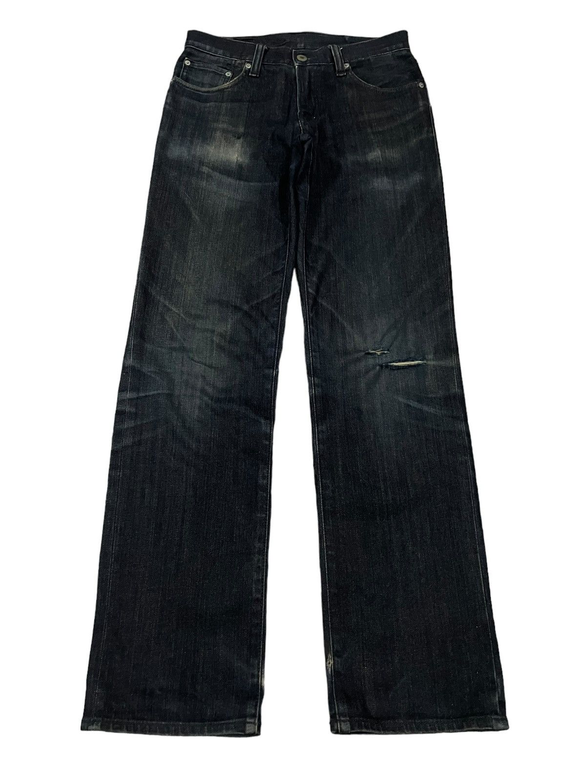 Jun Takahashi Japanese Denim Uniqlo Faded Wash Loose Straight Ripped Jeans Size US 31 - 1 Thumbnail