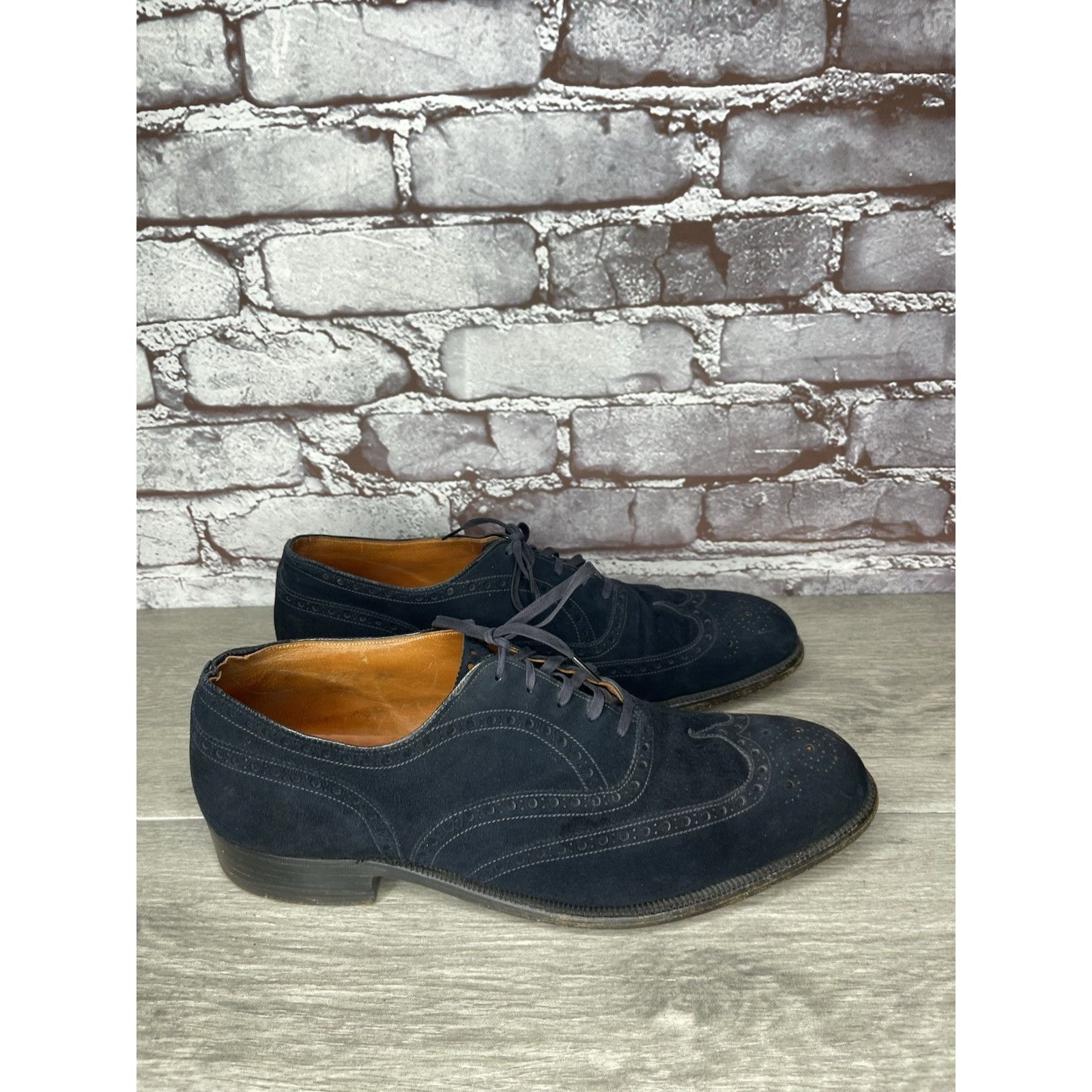 Saks Fifth Avenue Saks Fifth Ave Blue Suede Leather Wingtip Oxfords Lace Up Sh Size US 8 / EU 41 - 9 Thumbnail