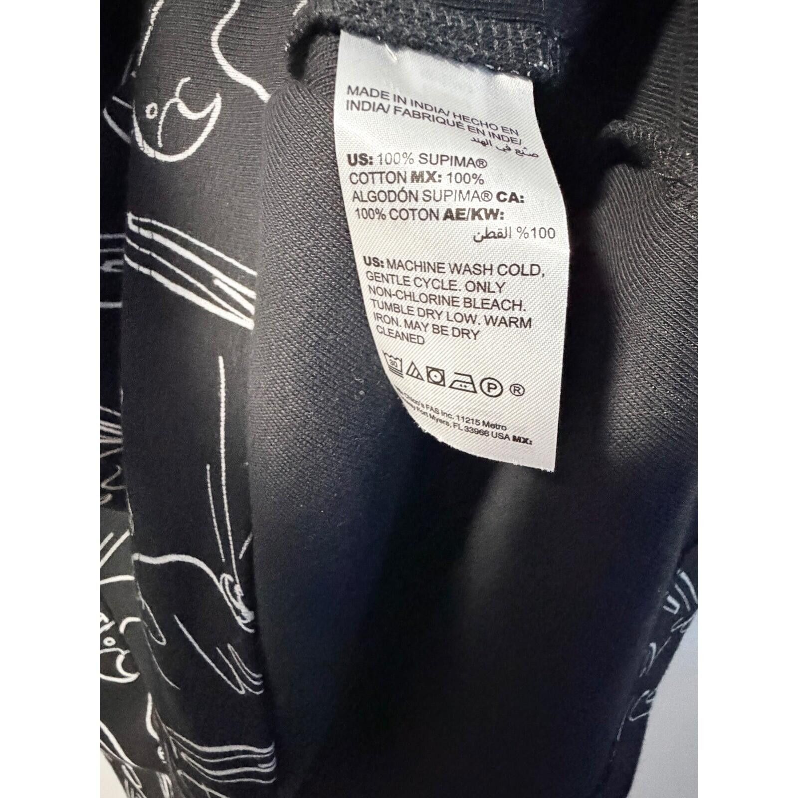 Chicos Chico's Parrot Print Top Womens 2 L Black Supima Cotton Tee Size L / US 10 / IT 46 - 4 Thumbnail