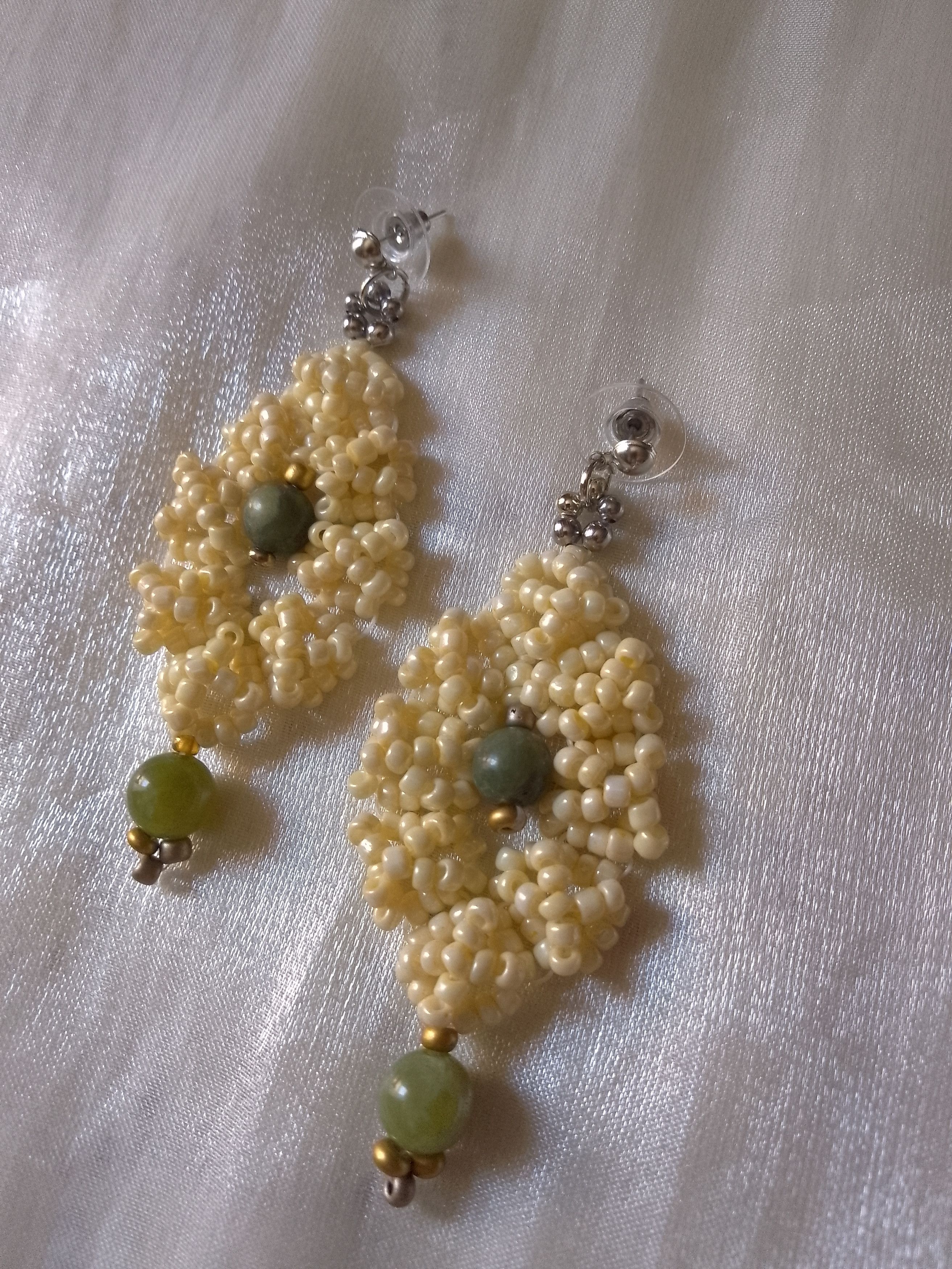 Handmade Dangling earrings handcrafted with natural Green jade Size ONE SIZE - 4 Thumbnail