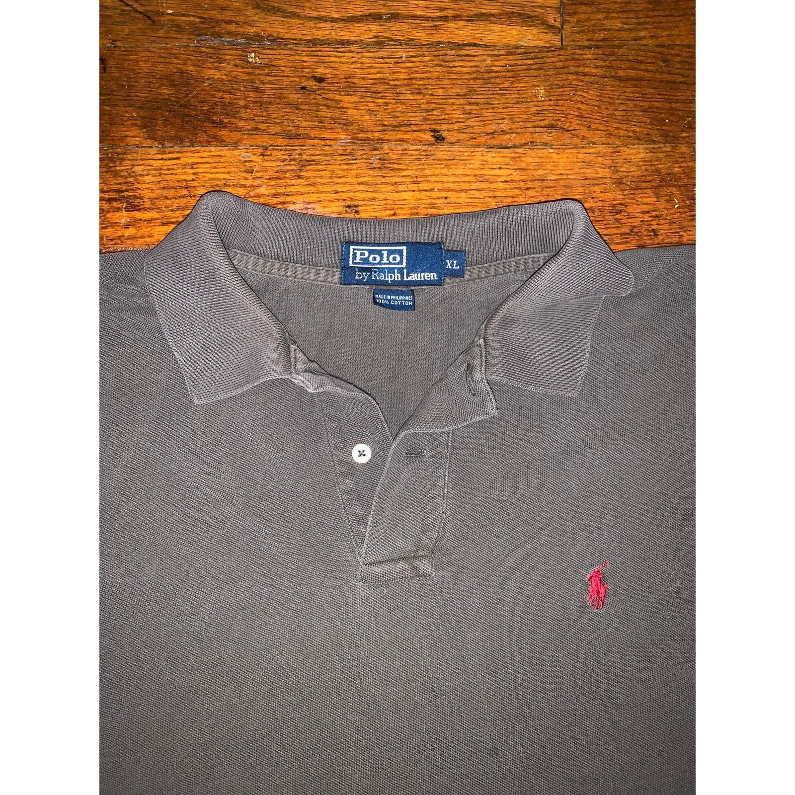 Polo Ralph Lauren × Vintage Vtg Polo Ralph Lauren Polo Shirt XL Faded Black Red Pony Size US XL / EU 56 / 4 - 5 Thumbnail