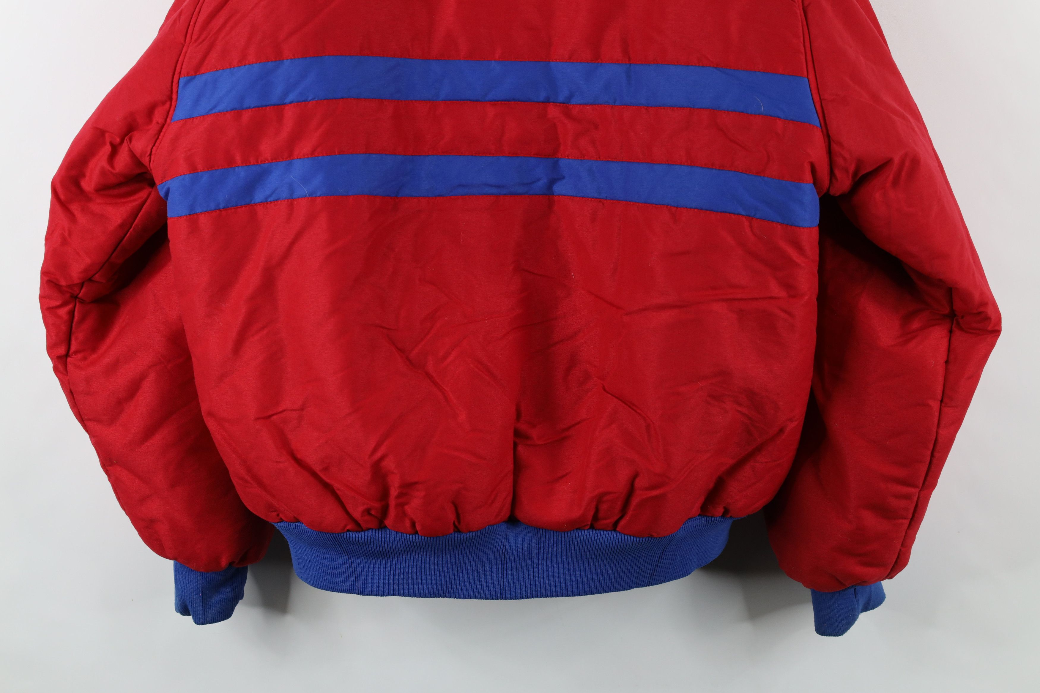 Vintage Vintage 90s Streetwear Striped Full Zip Puffer Jacket Red Size US L / EU 52-54 / 3 - 14 Thumbnail