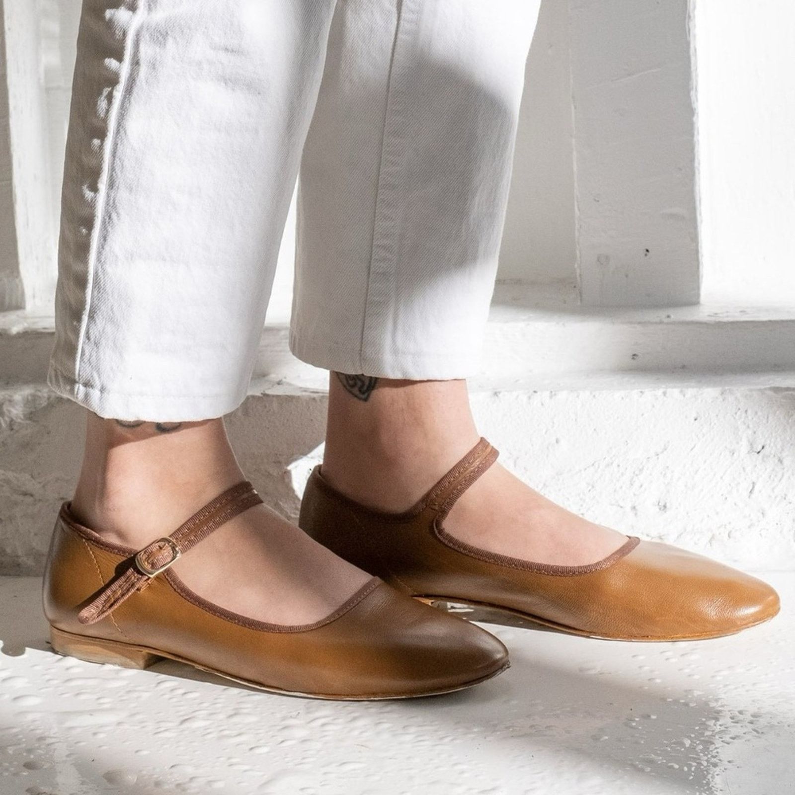 Caron Callahan Caron Callahan 37.5 Leather Mary Jane Shoes in Cognac Brown Size US 7 / IT 37 - 2 Thumbnail