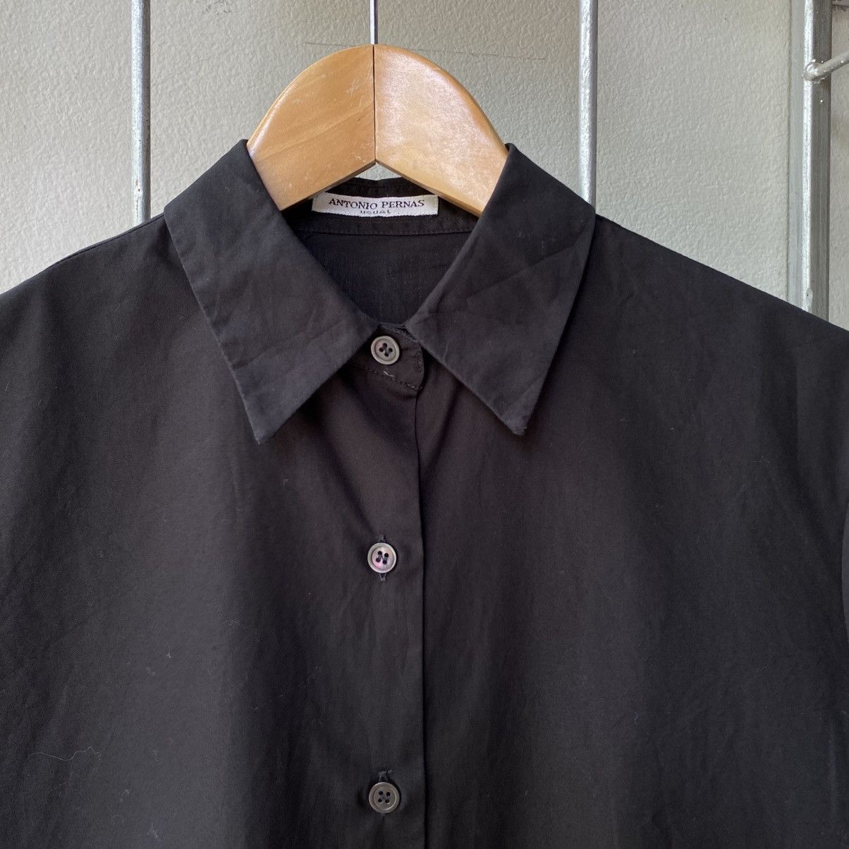 Designer ANTONIO PERNAS Black Short-Sleeve Collared Blouse Size XS / US 0-2 / IT 36-38 - 10 Thumbnail