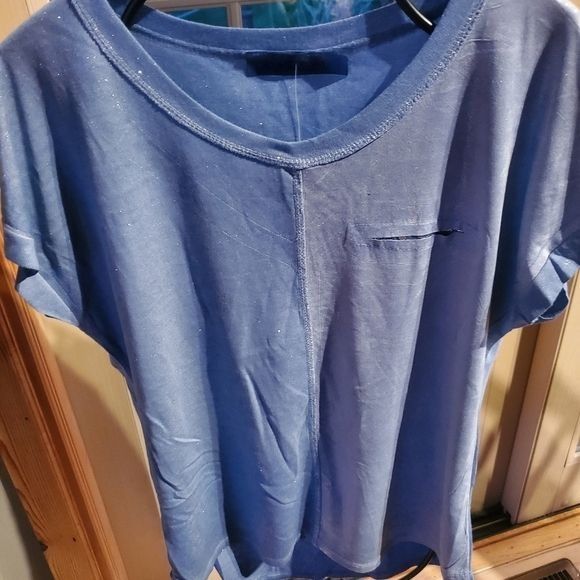 Vintage Amorosa Blue Metallic Pocket Short Sleeve Made in Italy Sz. Size L / US 10 / IT 46 - 3 Thumbnail