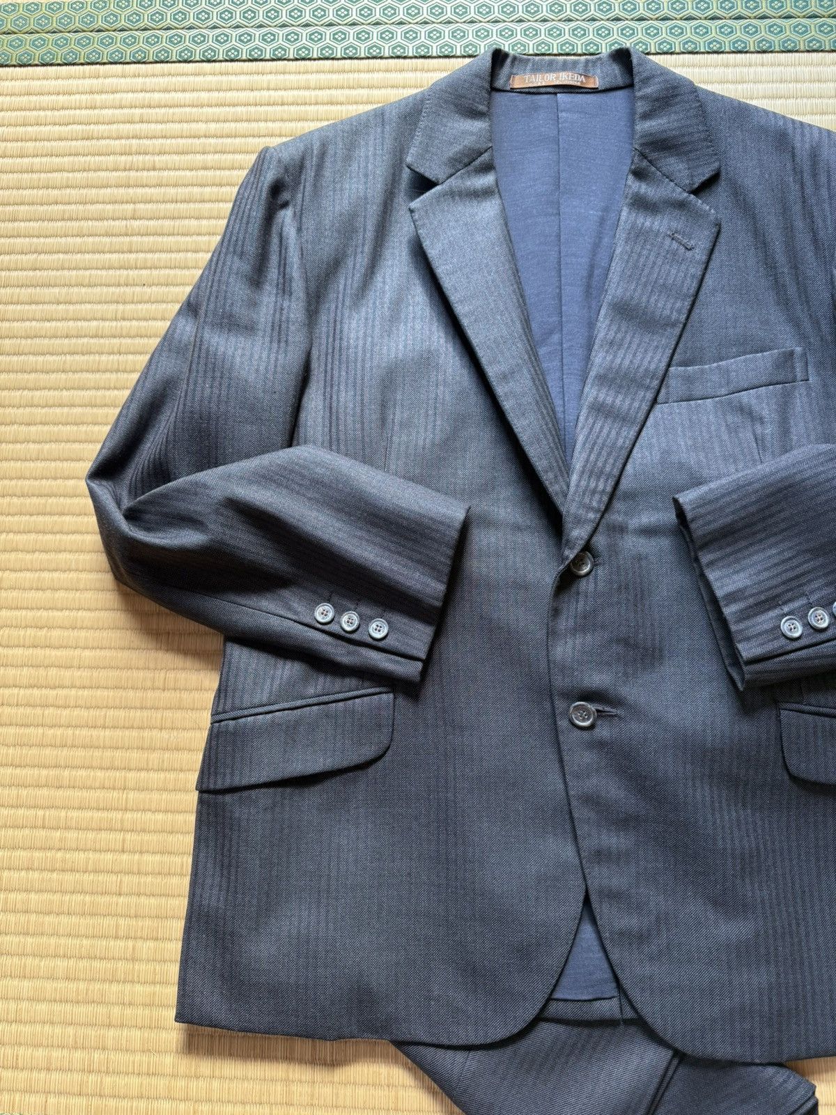 Other Autumn&Winter Vintage Wool Blue-Grey Shadow Stripe Suit Size 42R - 5 Thumbnail