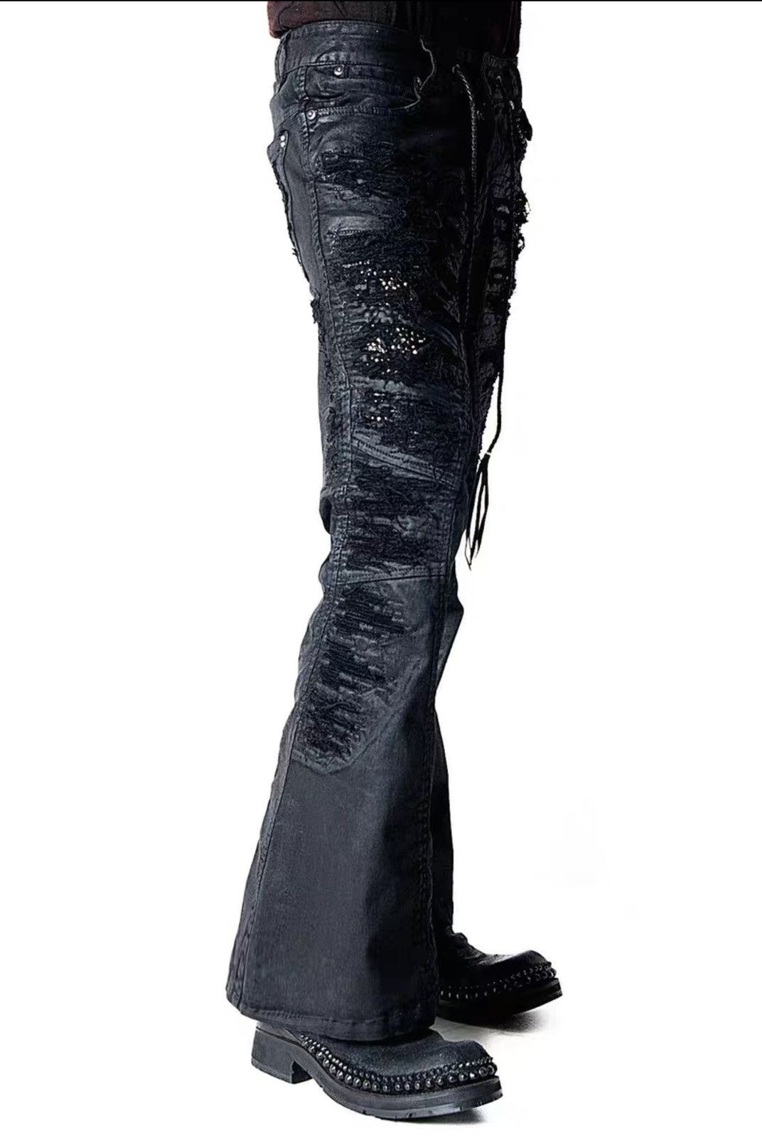 KMRii KMRii Coating Crush Stretch Twill Flare Pants Size US 30 / EU 46 - 4 Thumbnail