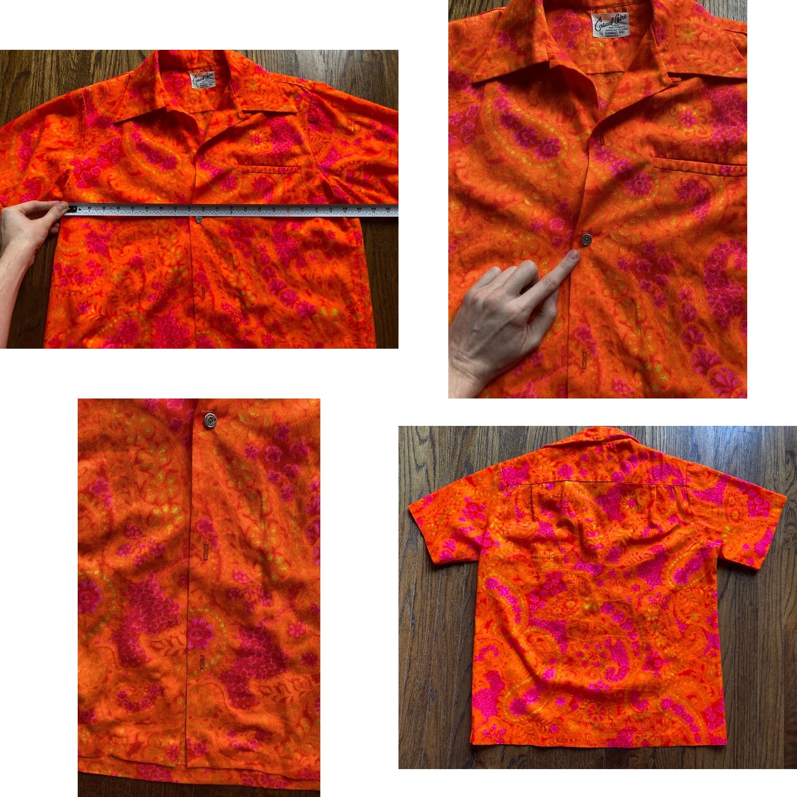 Vintage VINTAGE 50s 60s Casual Aire Hawaiian Shirt Medium Orange Cotton Rockabilly Casual Ceire Men’s Ladies Size US M / EU 48-50 / 2 - 8 Thumbnail