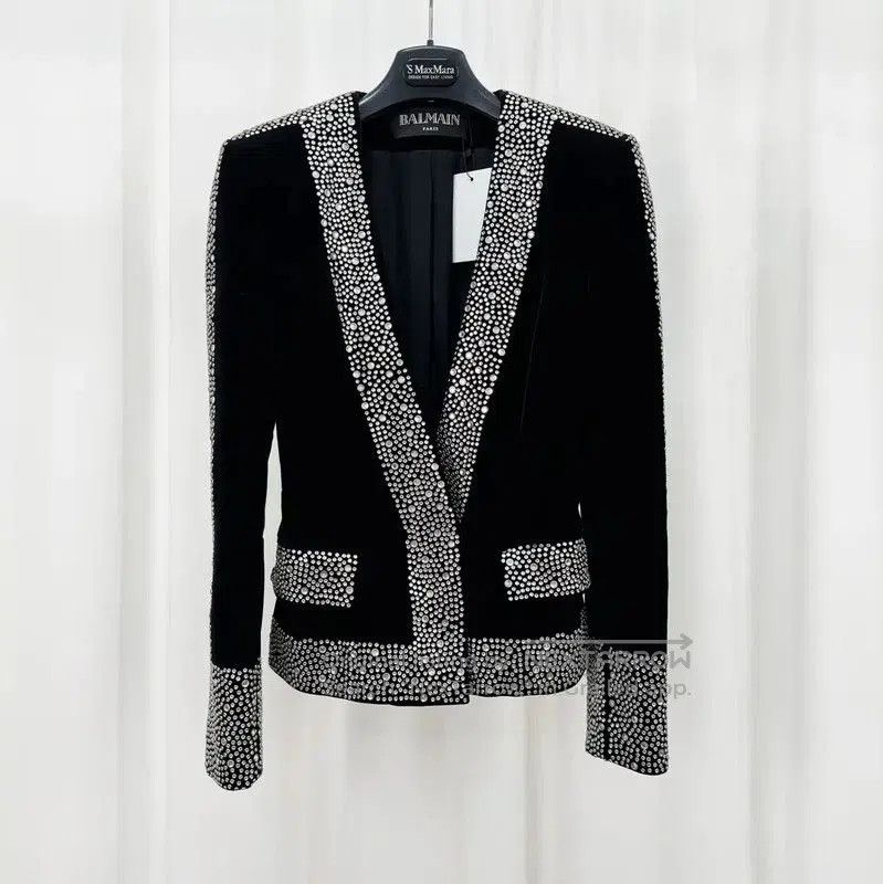 Balmain Balmain Black Cotton Blend Logo Jacket . Size S / US 4 / IT 40 - 1 Thumbnail