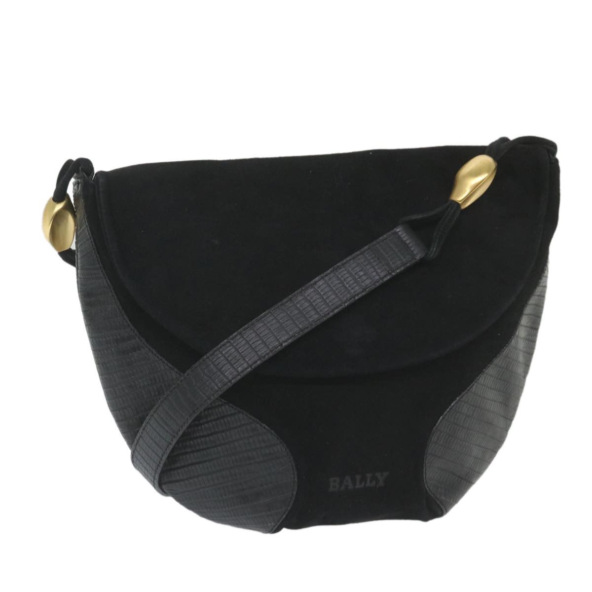image of Bally Shoulder Bag Suede Black Auth Bs10093, Women's