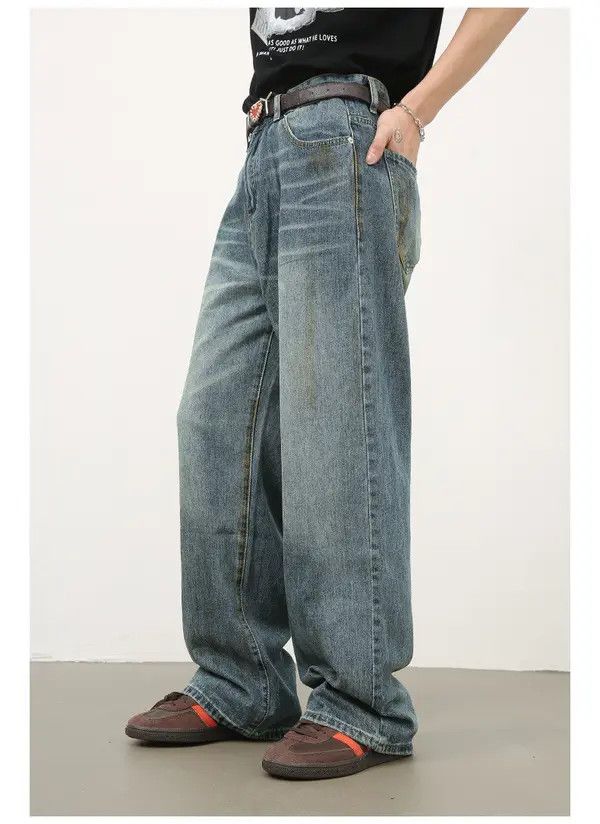 Japanese Brand Men's vintage distressed loose casual all-match jeans Size US 32 / EU 48 - 5 Thumbnail