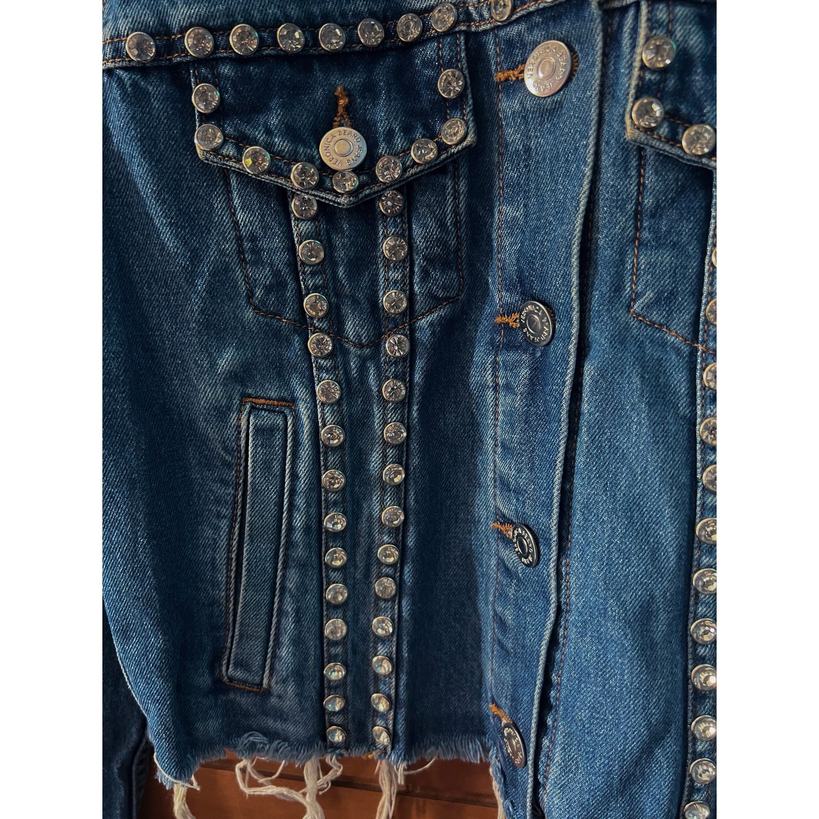 Veronica Beard ❣️RTP $500❣️ Veronica Beard Denim Rhinestones Jeans Jacket Size XS / US 0-2 / IT 36-38 - 7 Thumbnail