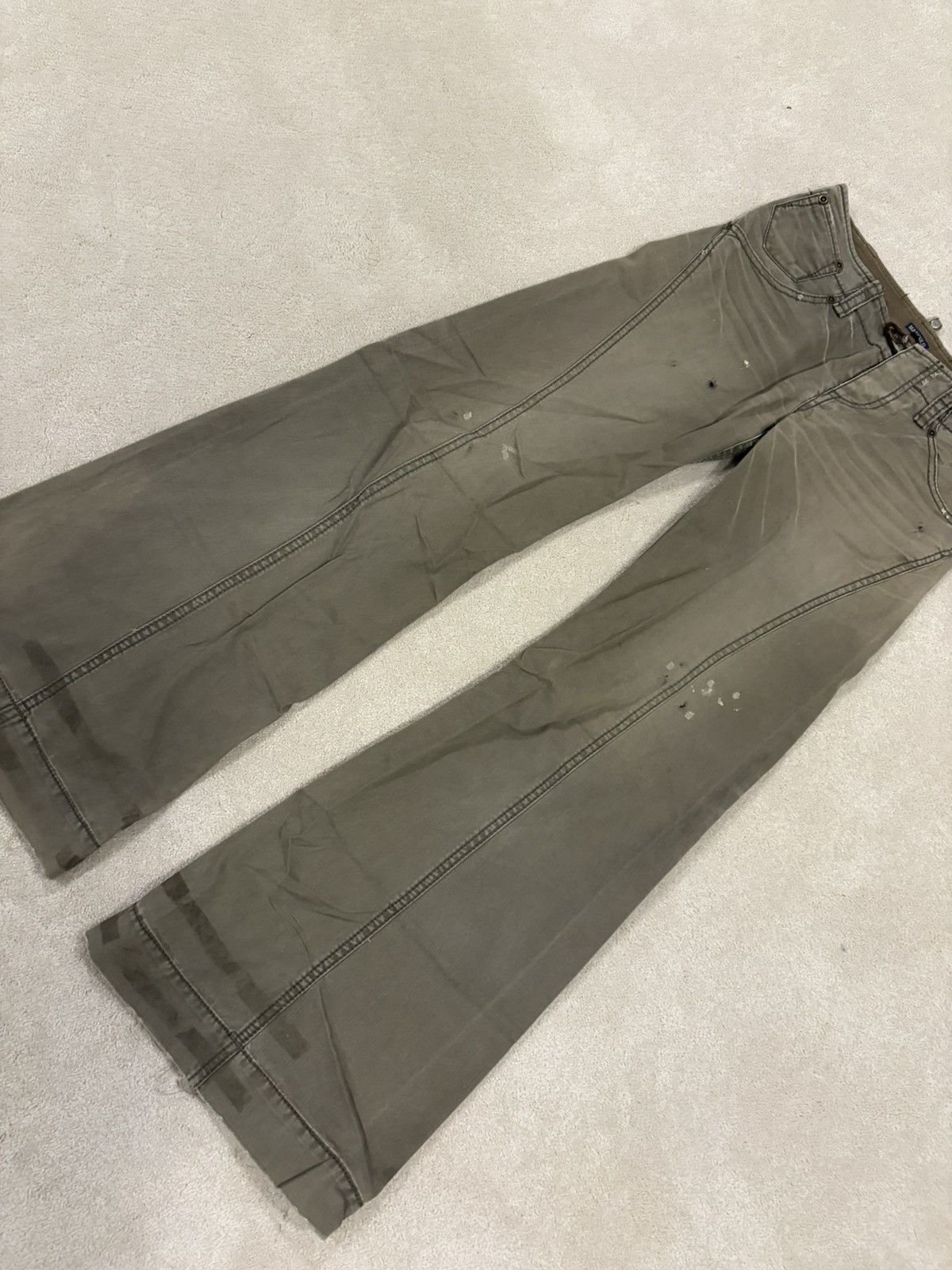 Japanese Brand Distressed Wide Leg Jeans Grey Size US 29 - 8 Thumbnail