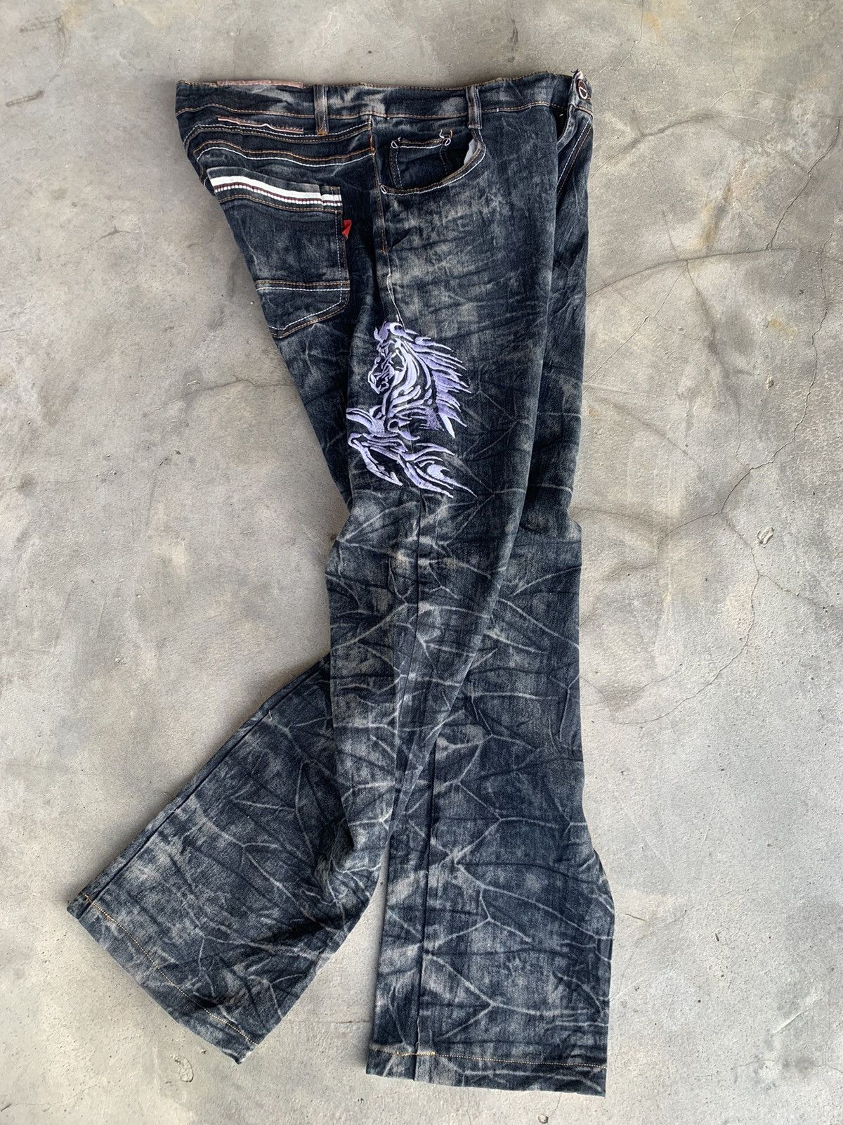 Affliction Unbrand Jeans Crazy Lightning Wash & rare design. Size US 34 / EU 50 - 6 Thumbnail