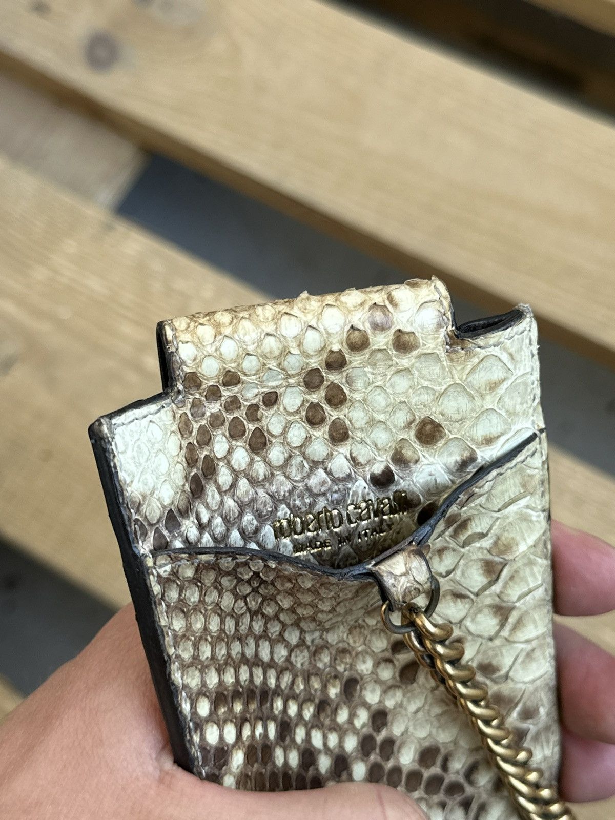 Roberto Cavalli × Vintage Vintage Roberto Cavalli Snake Skin Chain Key Bag Size ONE SIZE - 8 Thumbnail