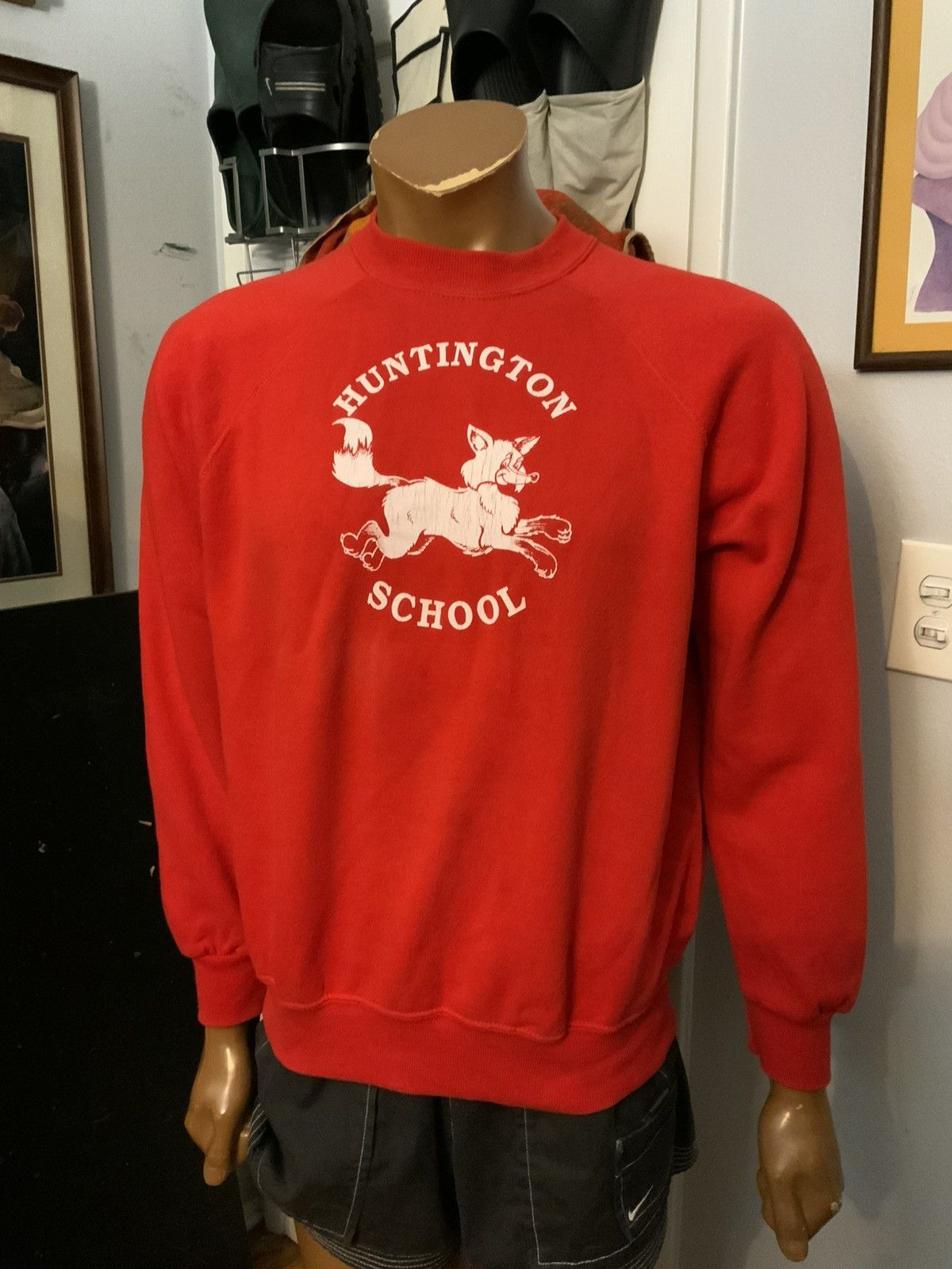 Vintage Vintage 80s Bassett Walker Huntington School Fox Sweatshirt Size US XL / EU 56 / 4 - 7 Thumbnail