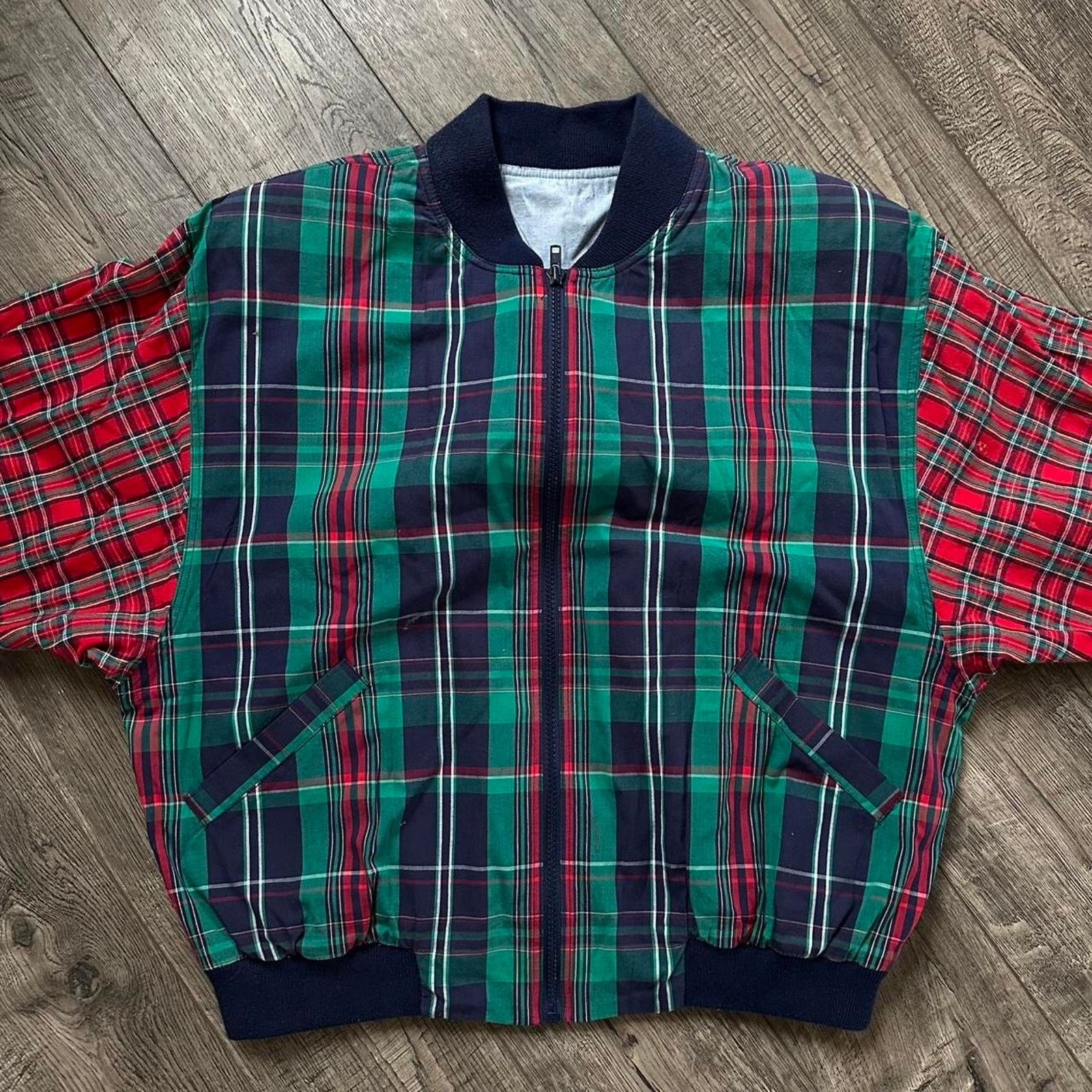 Vintage Epic Vintage 80s Custom Cut & Sew Plaid Bomber Zip Up Jacket Size US M / EU 48-50 / 2 - 5 Thumbnail
