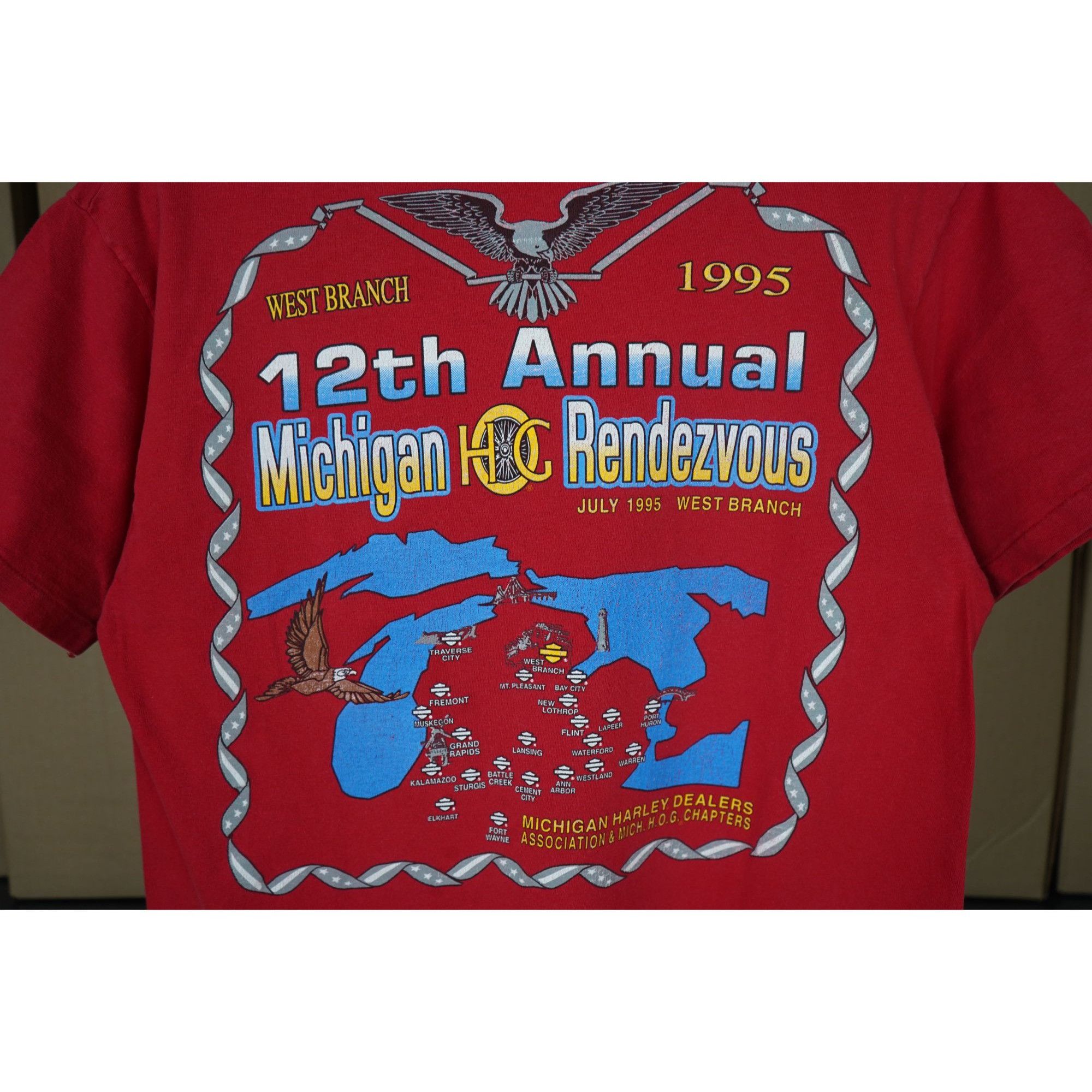 Vintage Men's M Red Vintage Michigan Bikers Event Tshirt 90s #440 Size US M / EU 48-50 / 2 - 4 Thumbnail