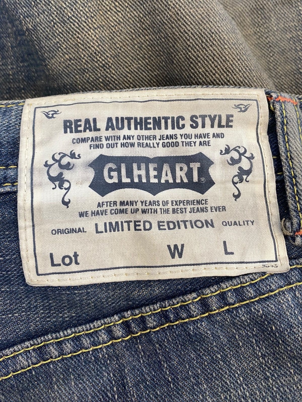 Japanese Brand Glheart Whiskers Faded Wash Style Loose Jeans Size US 40 / EU 56 - 10 Thumbnail