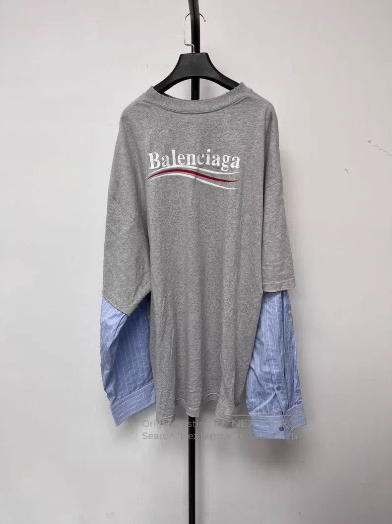 Balenciaga Balenciaga Casual Fake Two Piece Round Neck Long Sleeve T- Size US XL / EU 56 / 4 - 2 Thumbnail