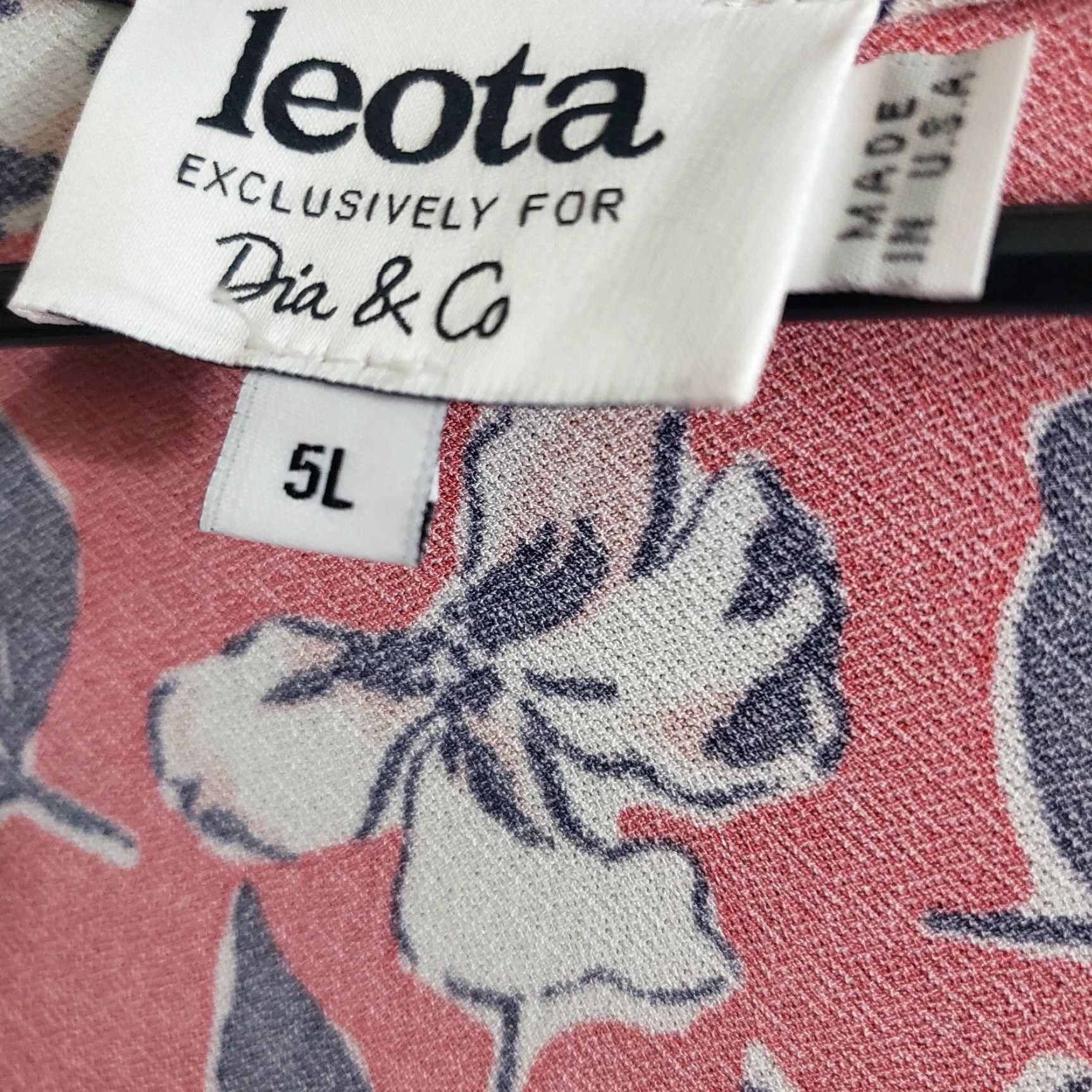 Vintage Leota for Dia & Co Womens Faux Wrap Dress Sz 5L Red Floral Short Sleeve Midi Dress Mens? Size 27" / US 4 / IT 40 - 5 Thumbnail