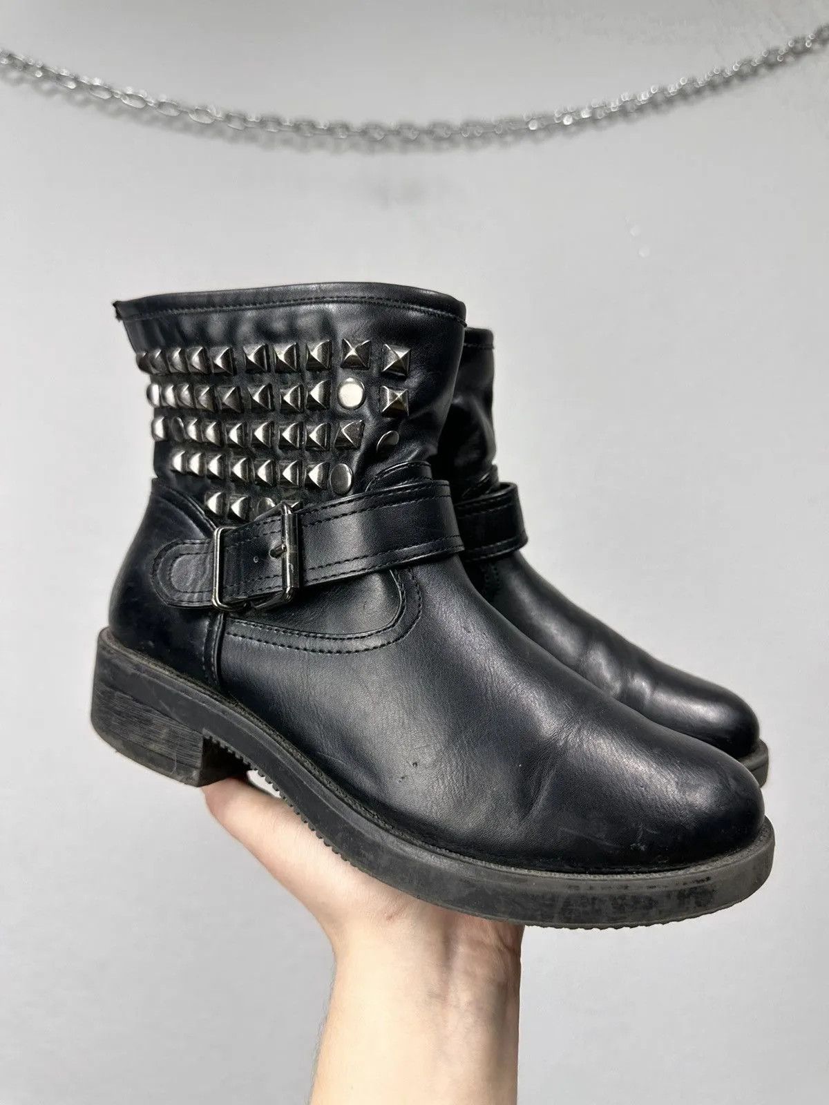 New Rock Vintage Leather Metal AS 98 Boots Rare Kapital Vibe Rick Size US 6 / IT 36 - 1 Thumbnail