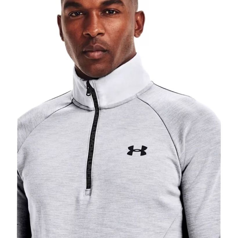 Under Armour Under Armour Mens Sweatshirt 1/2 Zip Front Pocket Gray Cotton Blend XXL Pullover Mock Neck Long Sleeve Sportswear Mens Size US XXL / EU 58 / 5 - 3 Thumbnail