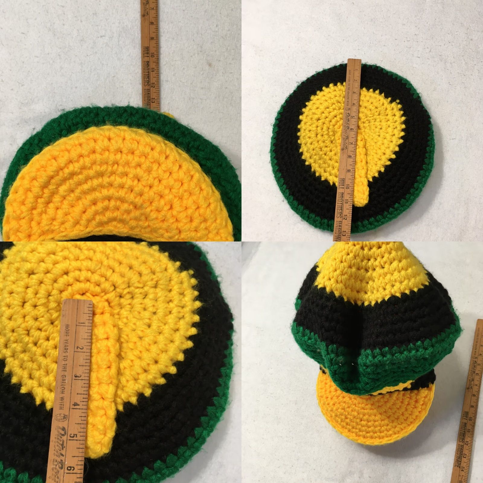 Vintage favela chapeu vintage Rasta Billed Jamaican Knit Cap Kufi Peaked Bob Marley Reggae Crochet Hat Beanie Black Yellow Green One Size Men Women Size ONE SIZE - 9 Thumbnail