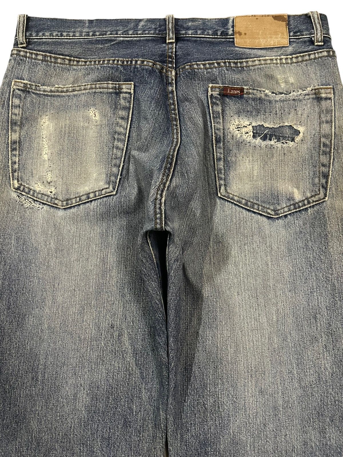 Hanes Vintage 90s Hanes Blue Wash Style Distressed Baggy Jeans Size US 34 / EU 50 - 4 Thumbnail